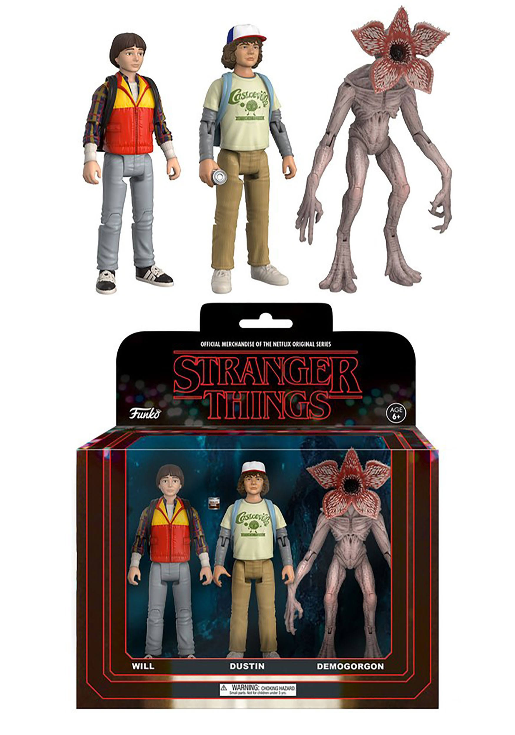 Funko Stranger Things Will, Dustin u0026 Demogorgon Action Figure 3-Pack