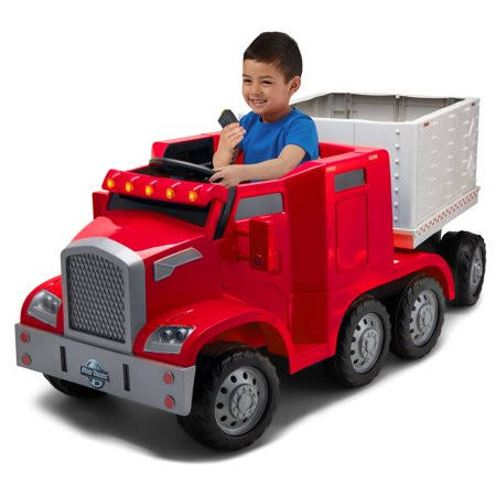Semi-Truck and Trailer Ride-On Toy by Kid Trax Red, Rig