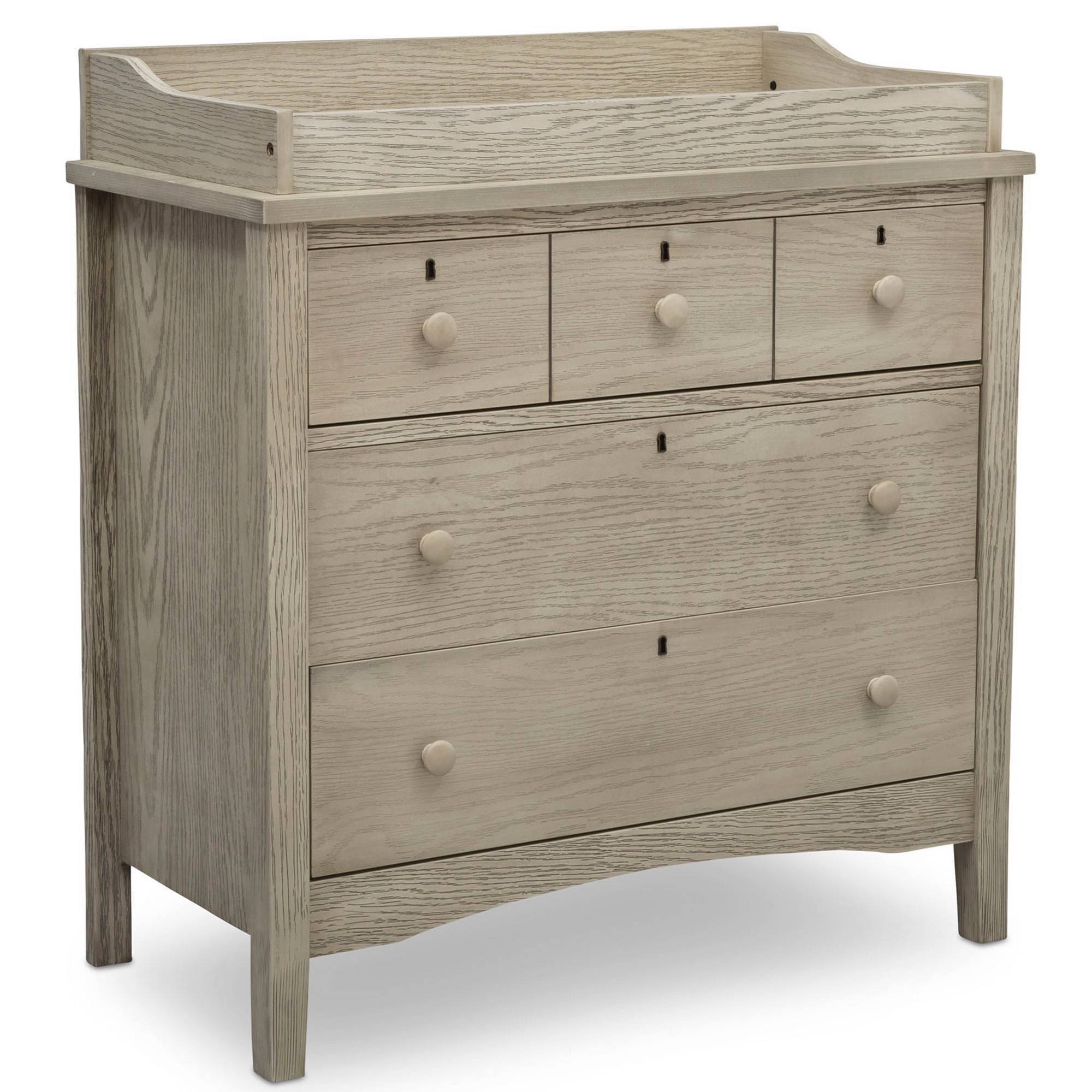 Delta Children Farmhouse 3 Drawer Dresser with Changing Top - Textured Limestone