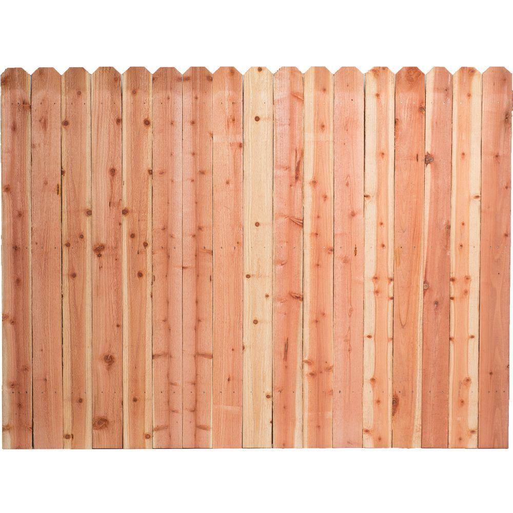 6 ft. H x 8 ft. W Construction Common Redwood Dog-Ear Fence Panel