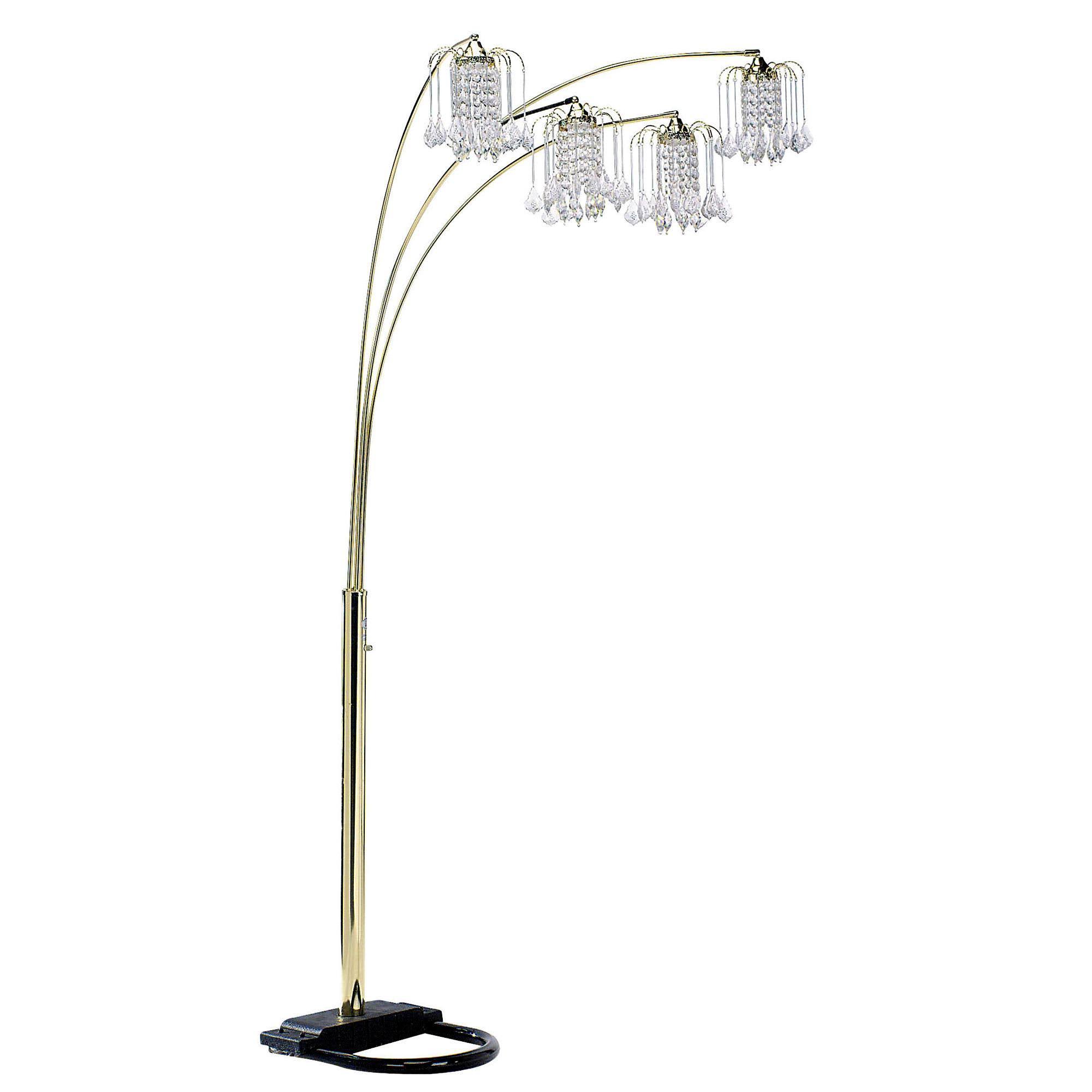 Ore International Ore Polished Brass-Finish Floor Lamp with Crystal-Like Shad
