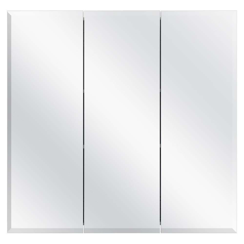 Glacier Bay 30-3/8 in. W x 30-3/16 in. H Frameless Surface-Mount Tri-View Bathroom Medicine Cabinet, White 45402