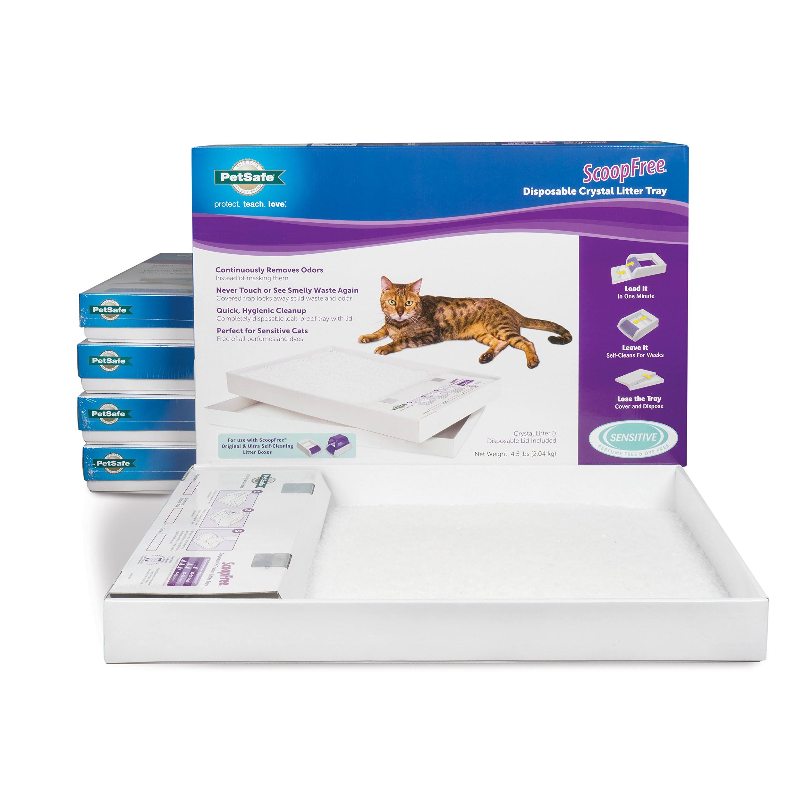 PetSafe ScoopFree Cat Litter Box Tray Refills with Sensitive Non clumping Crystals 6-Pack