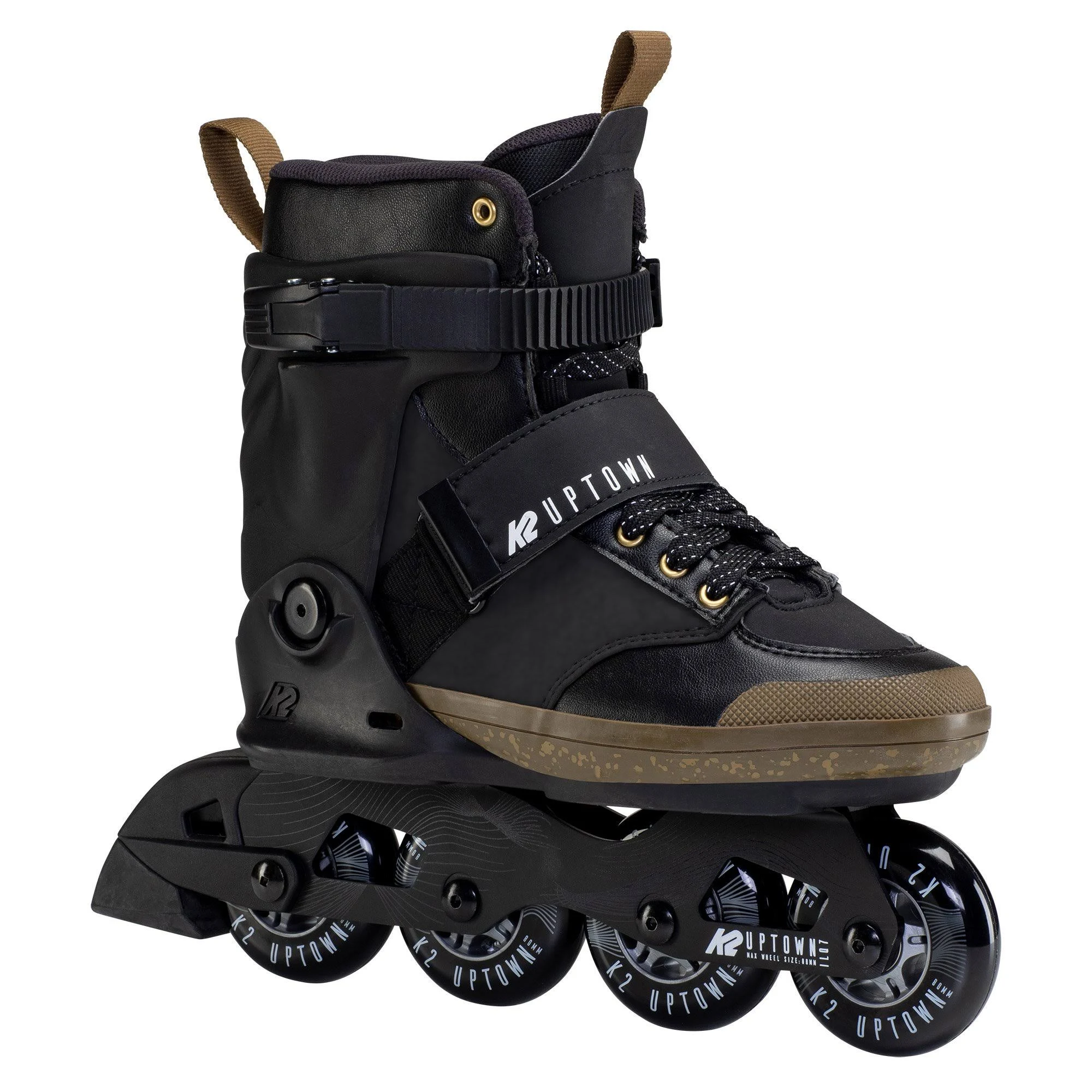 K2 Uptown Mens Urban Inline Skates, Black/Gold / 8.5