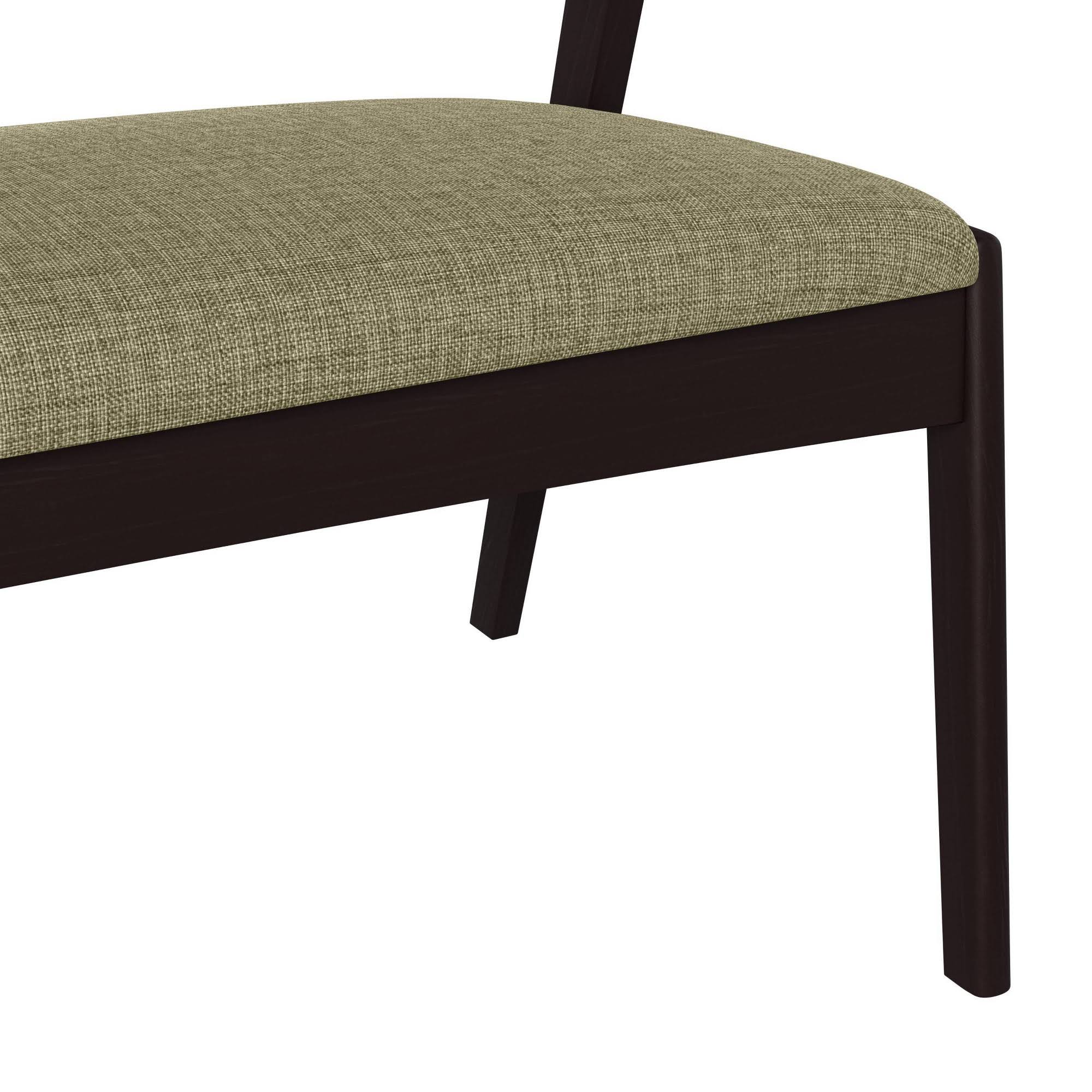 Handy Living Millie Mid Century Modern Arm Dining Bench with Espresso Wood Back - Tan