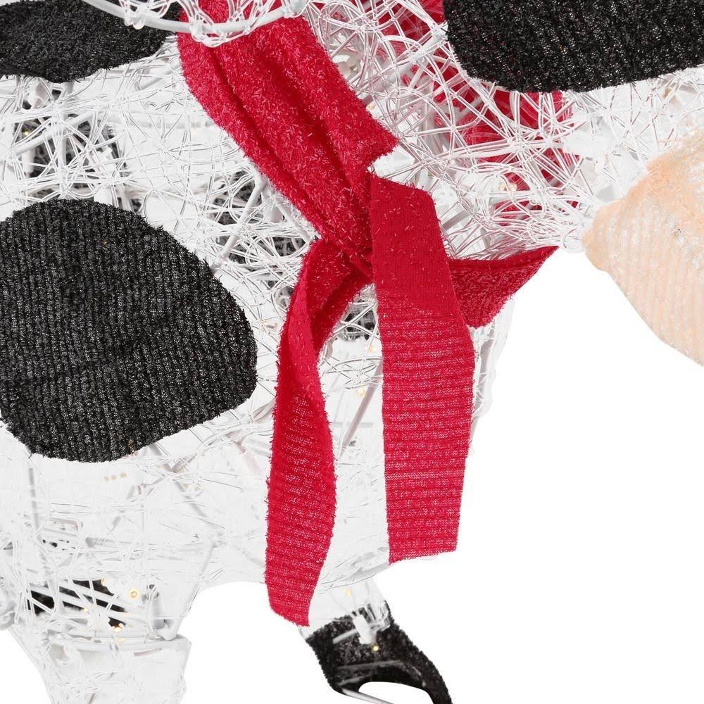 36 in. Pre-Lit Cow with Santa Hat