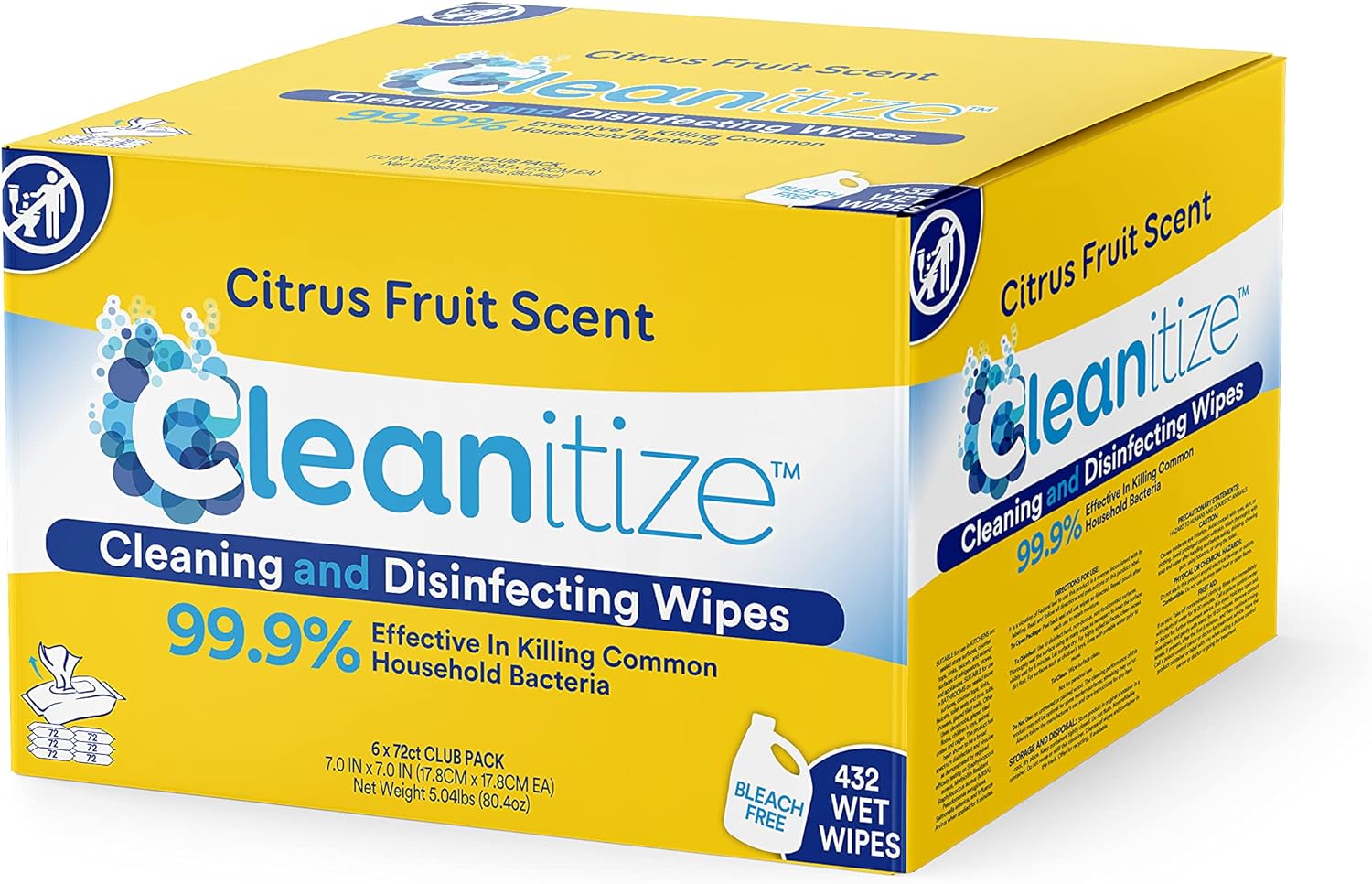 Cleanitize Disinfectant Wipes - Bundle - Soft Pack 72ct (6-pack) | Fresh Scent | One Step Cleaning and Disinfecting