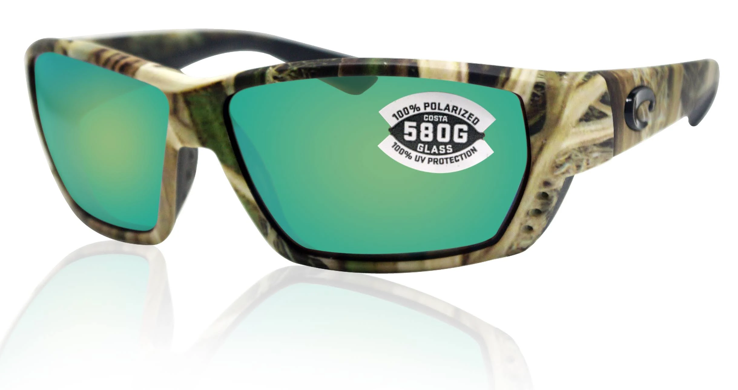 (Mossy Oak Shadow Grass Blades Camo, Green Mirror 580G Lens) - Costa Del Mar Tuna Alley Sunglasses