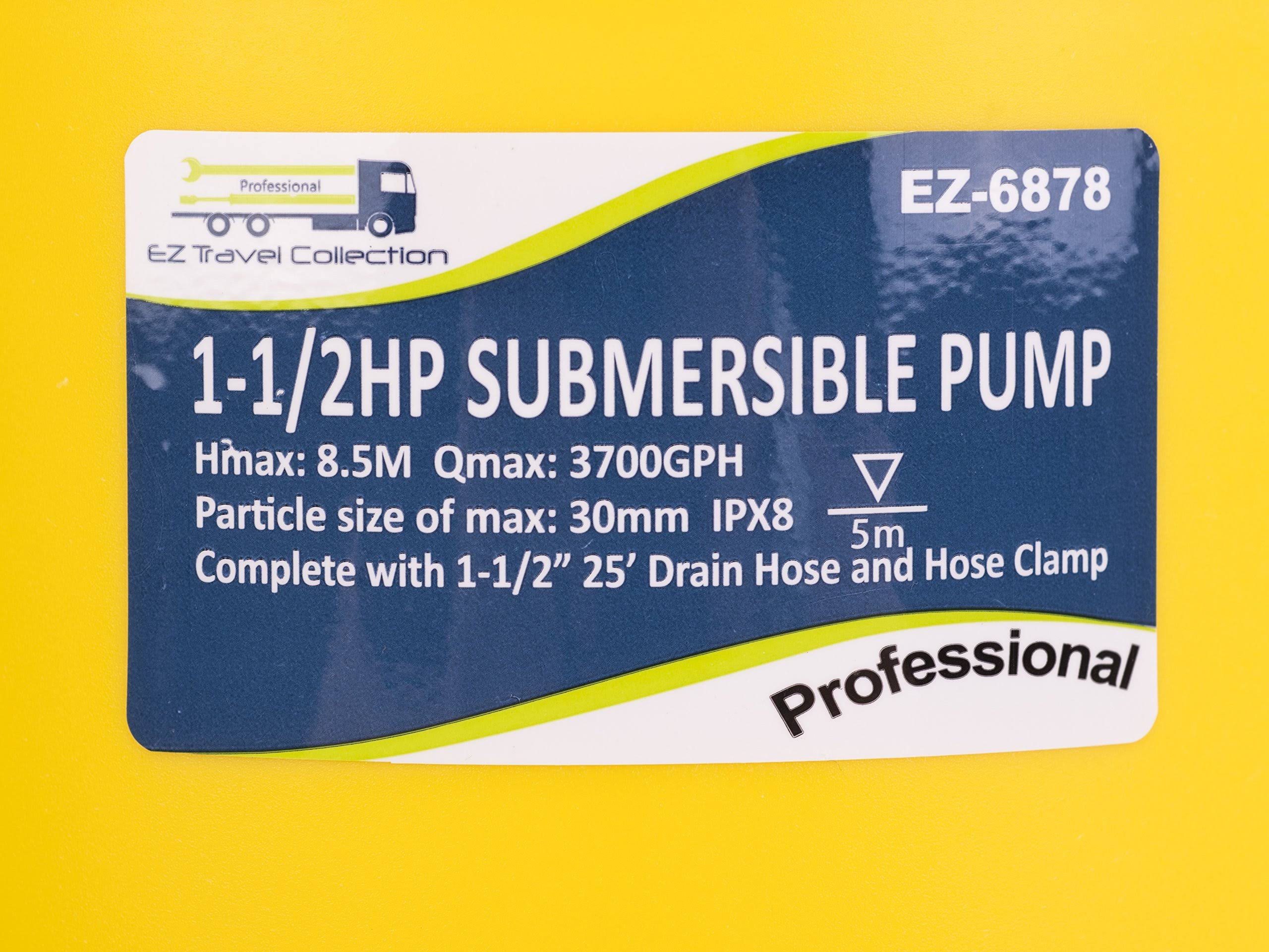 Professional EZ Travel Collection Hot Tub and Swimming Pool Drain Pump with Hose Pond/Flood Pump Up to 3,700 GPH