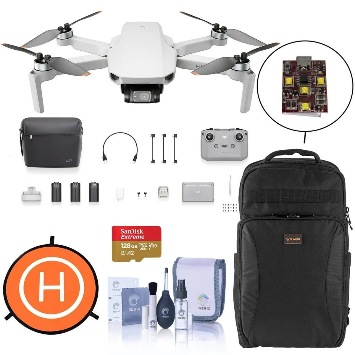 DJI Mini 2 Drone Fly More Combo - Bundle with 128GB microSD Card, Backpack, White Strobe, Landing Pad, Cleaning Kit