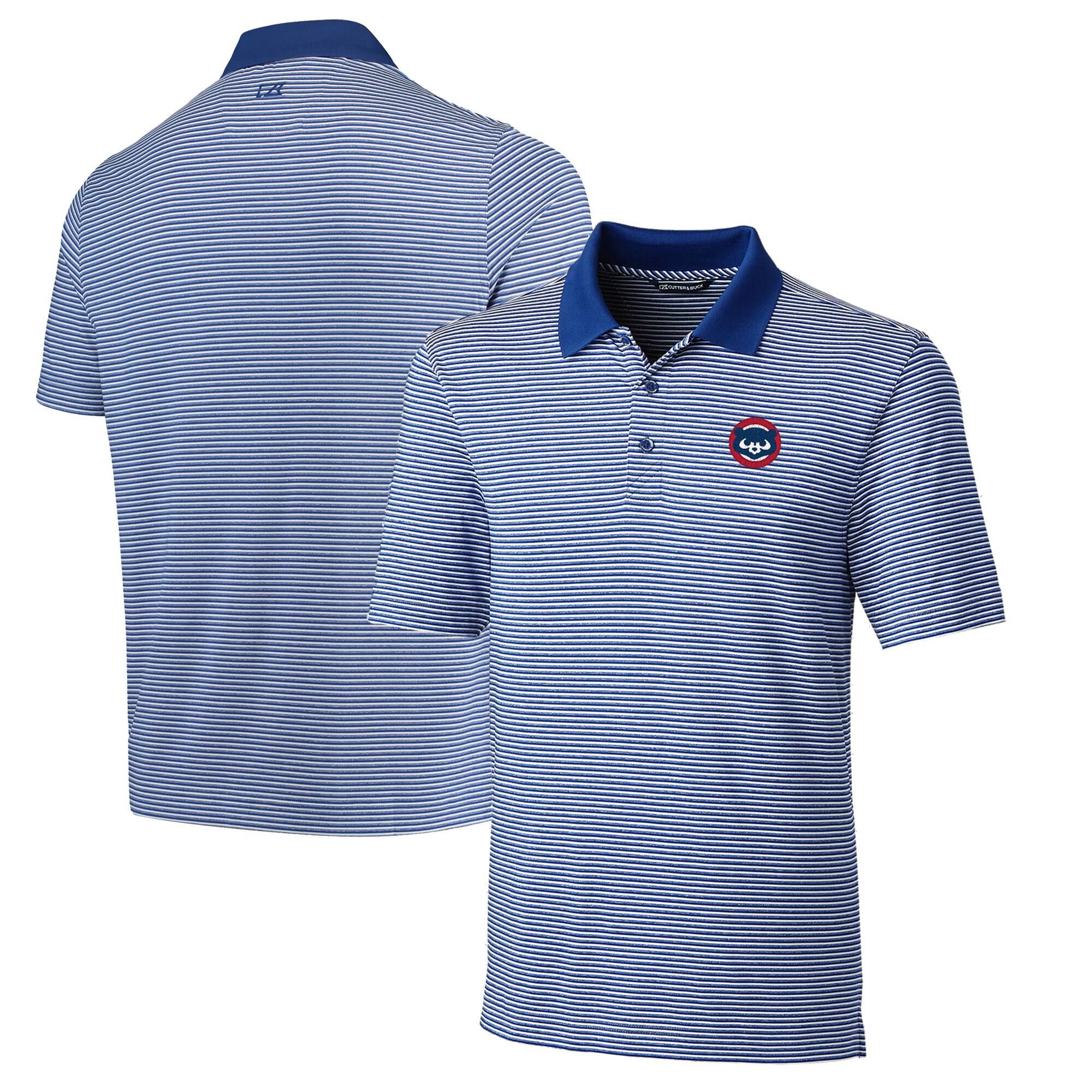 Chicago Cubs Cutter u0026 Buck Cooperstown Collection Forge Tonal Stripe DryTec Polo - Royal