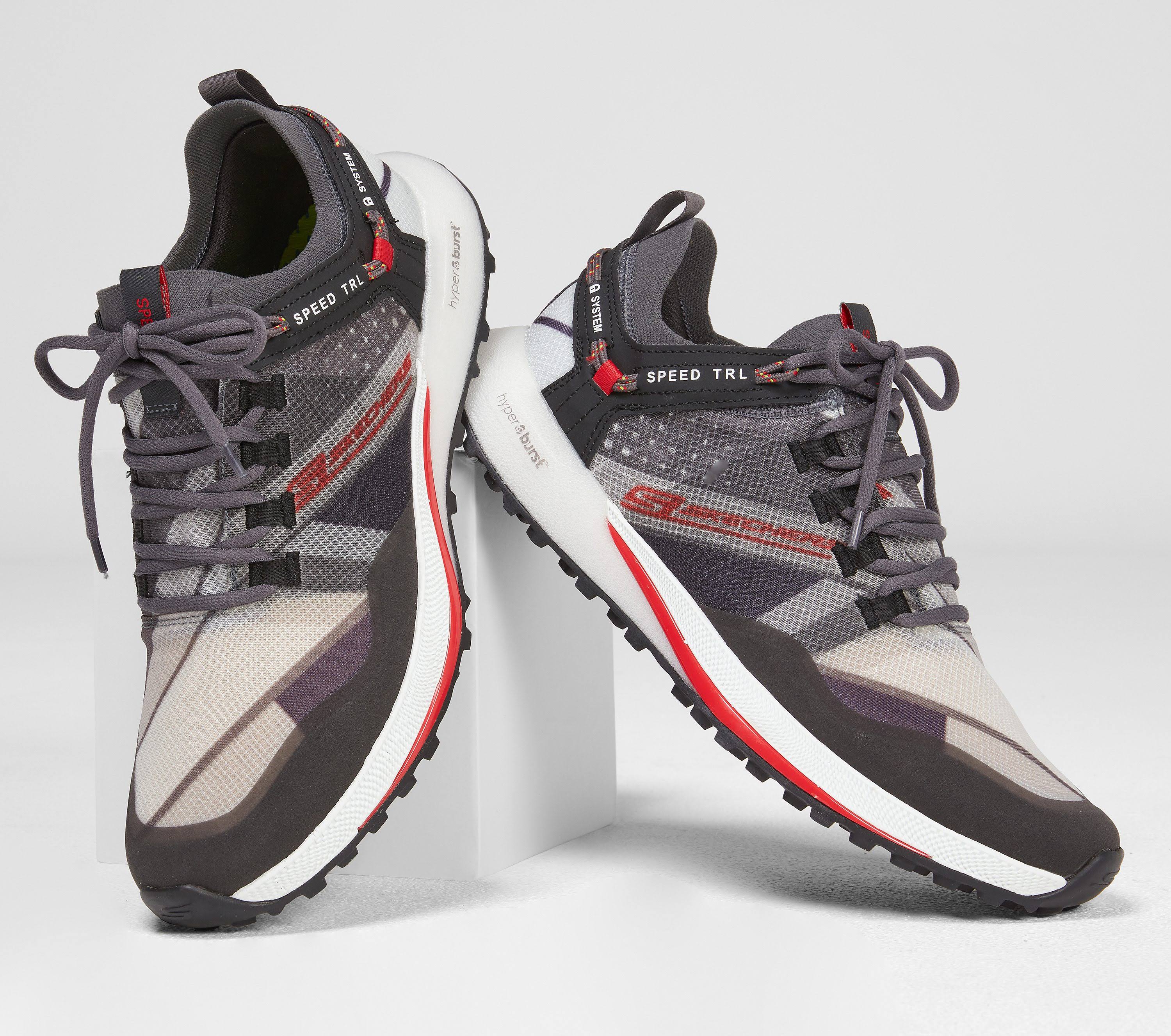 Skechers Men's GOrun Speed TRL Hyper Trail Shoe, Charcoal/Red