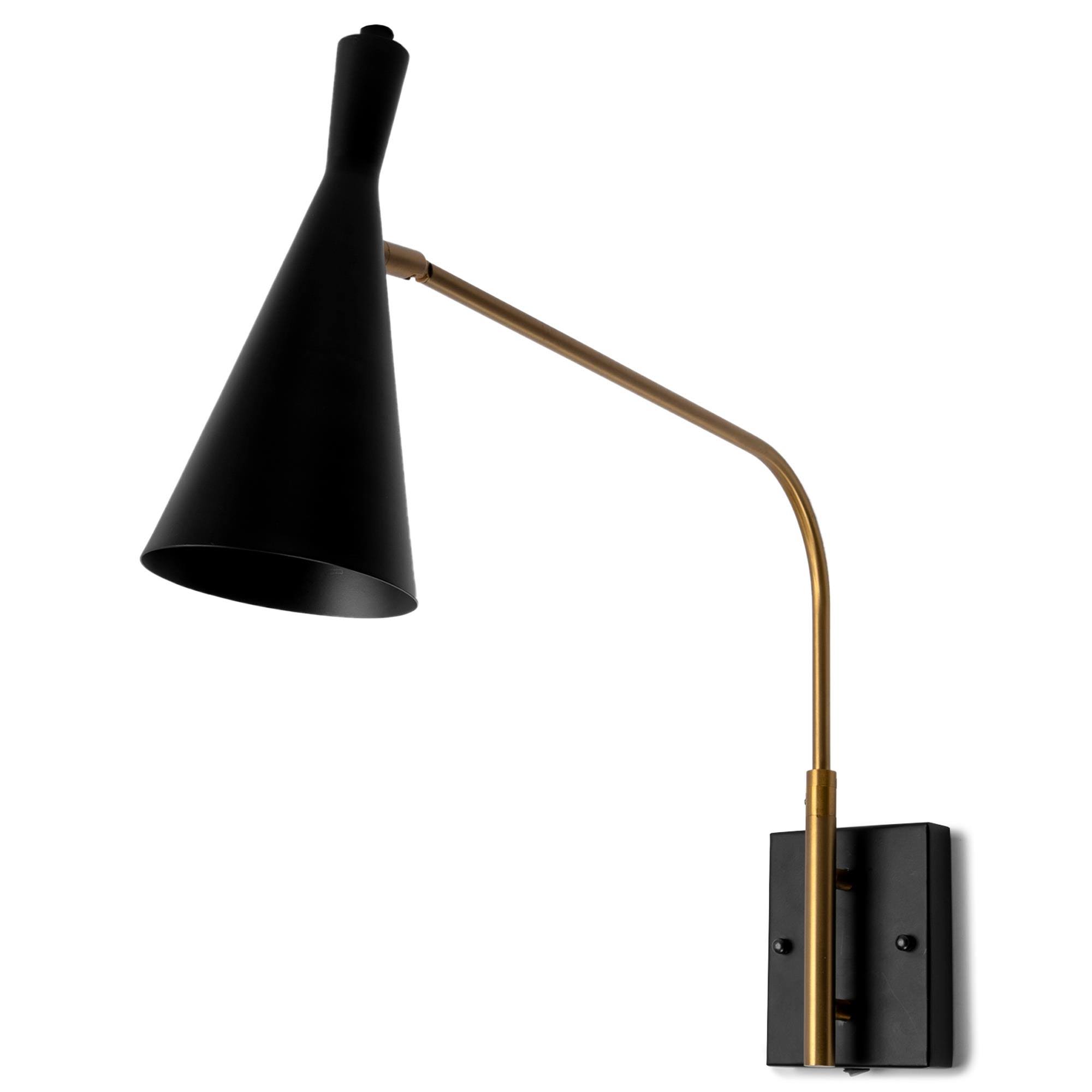 Mercana Tremont I 13x22 Black/Gold Metal Conical Shade Wall Sconce