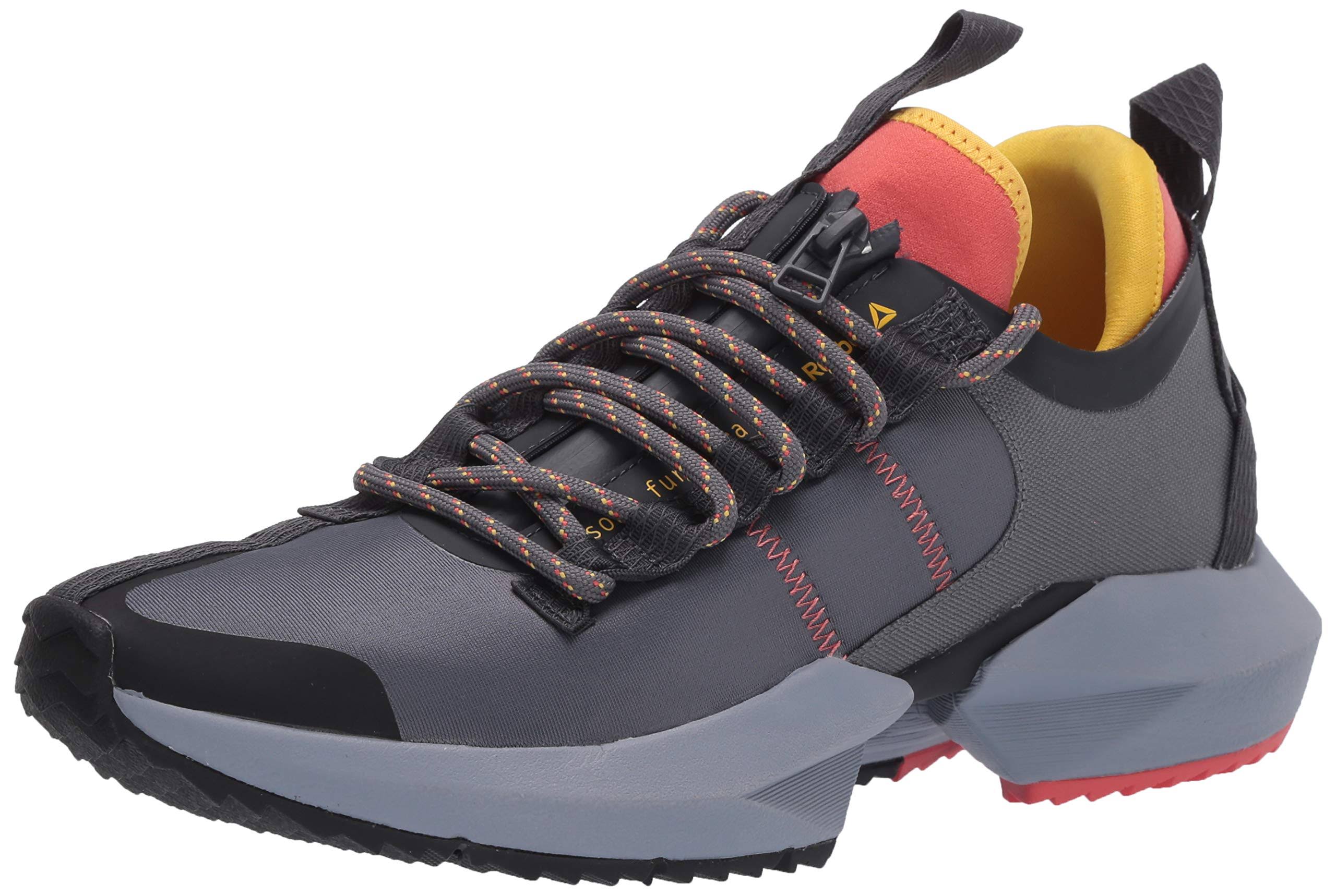 Reebok Mens Sole Fury Trail Fitness Performance Running Shoes, Cold Grey 6/Rosette/Toxic Yellow / 13