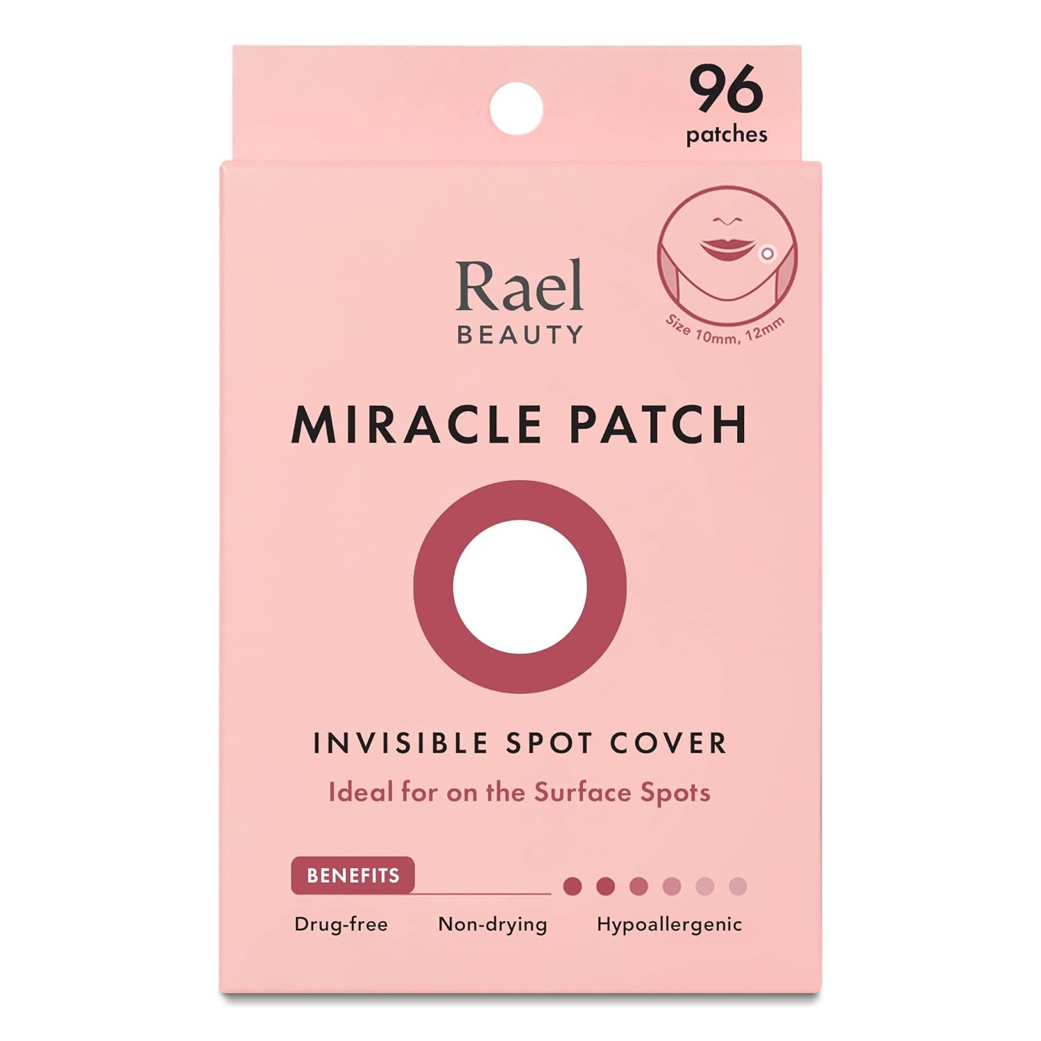 Rael Miracle Invisible Spot Cover - Hydrocolloid, Acne Pimple Absorbing Cover, Blemish Spot, Skin Care, Facial Stickers, 2 Sizes (96 Count)