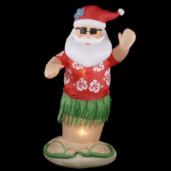 Home Accents Holiday 6 ft Pre-Lit LED Life Size Dancing Hula Santa Inflatable
