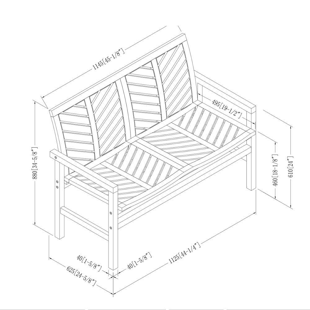 Walker Edison 48-in W x 35-in L Dark Brown Patio Bench | LWW48VINLSDB