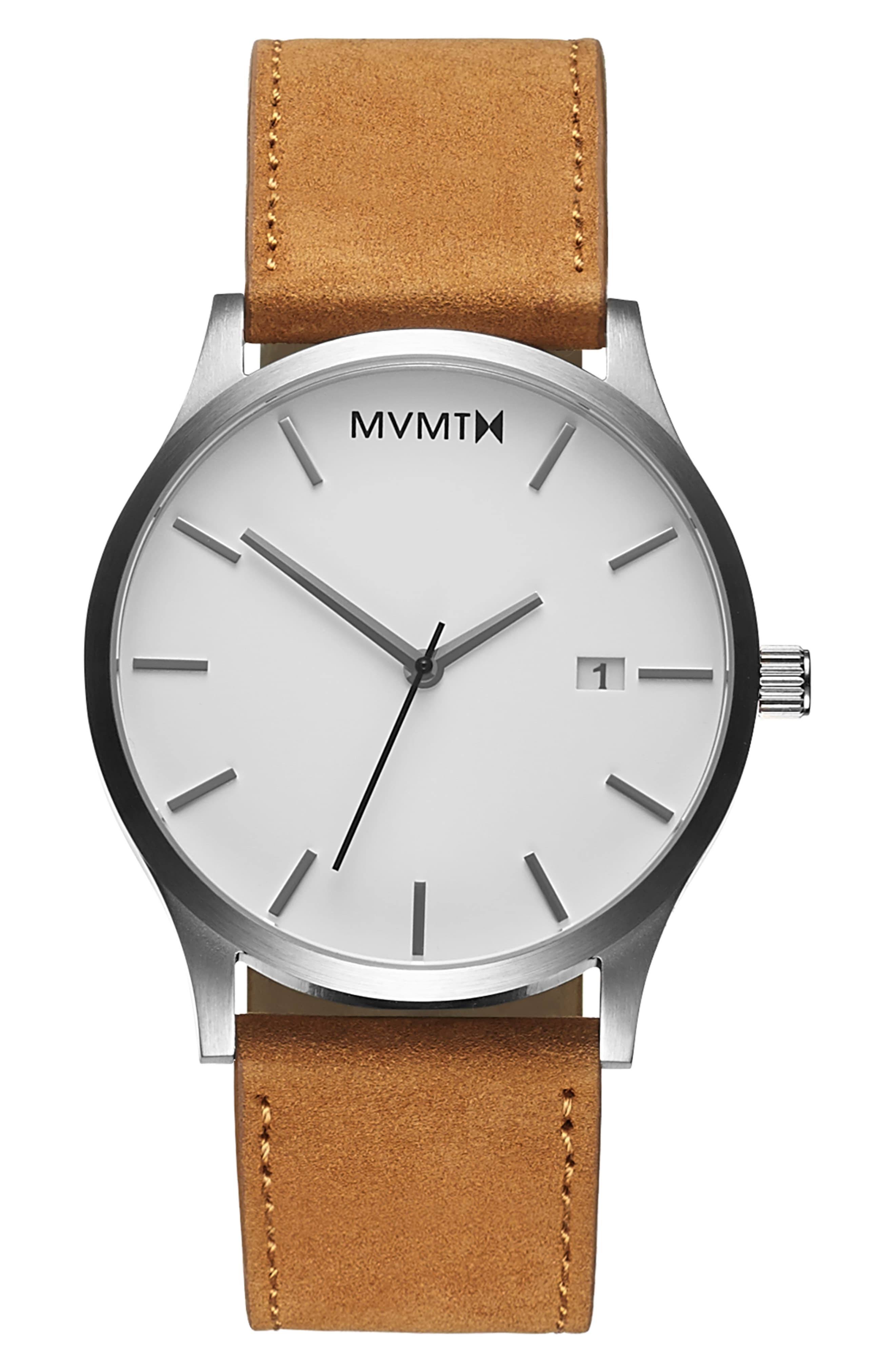 Men&s Mvmt Classic Leather Strap Watch, 45mm