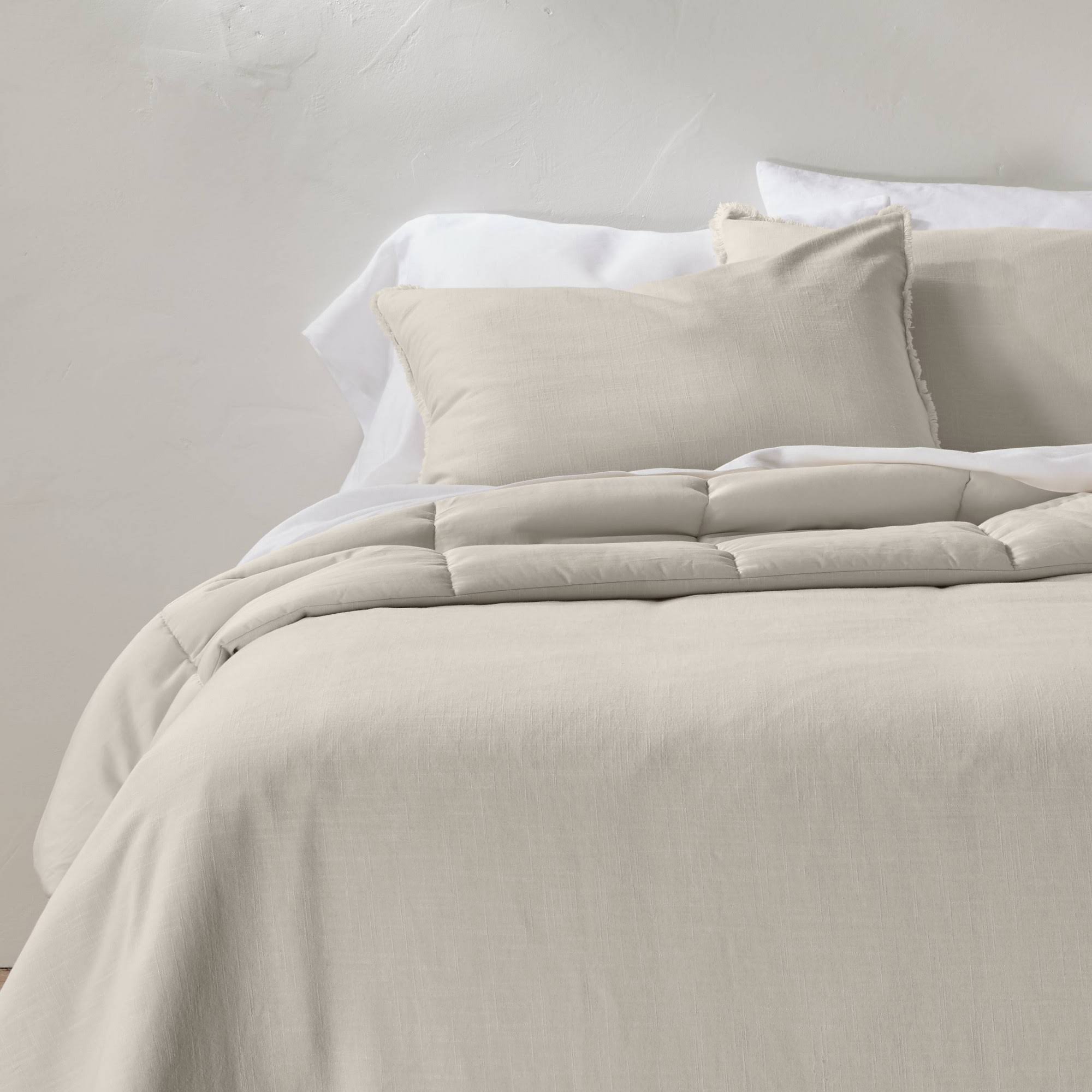 Full/Queen Heavyweight Linen Blend Comforter and Sham Set Natural