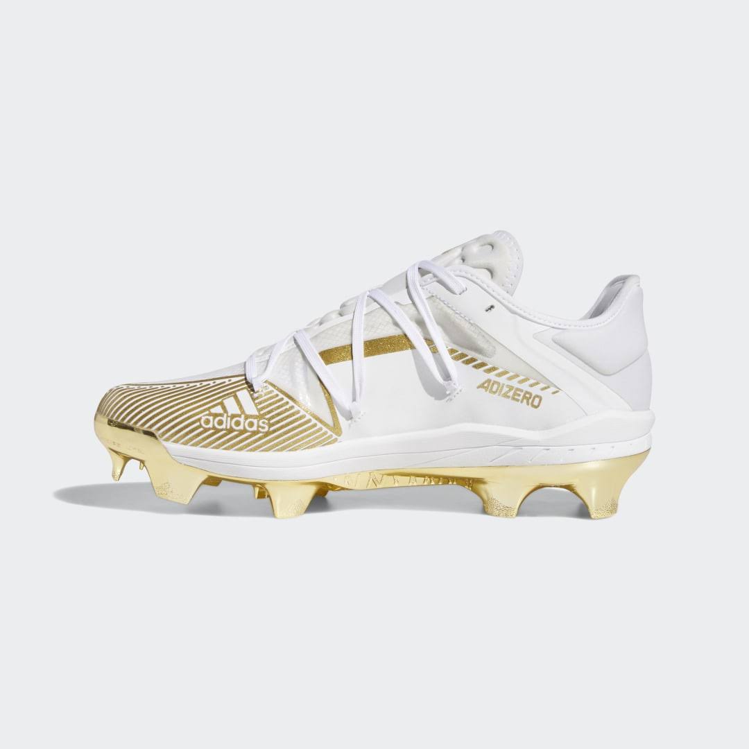 Adidas Men's Adizero Afterburner 7 Gold TPU Baseball Cleats, White