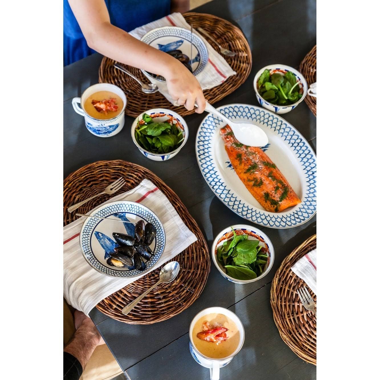 Golden Rabbit Enamelware - Set of 4 - Fish Camp - Grande Mugs