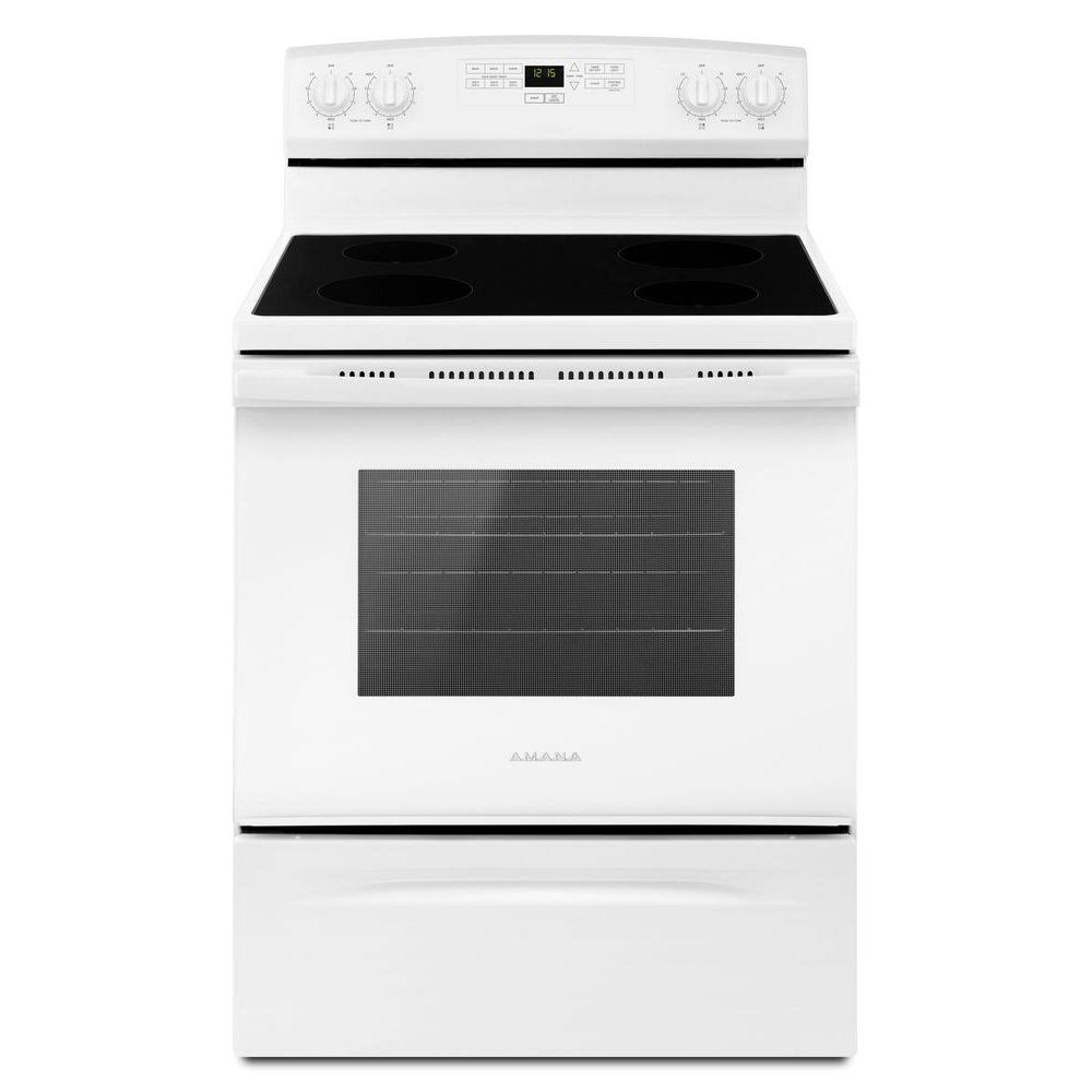 Amana AER6303MFW 30-Inch Freestanding Electric Range, White