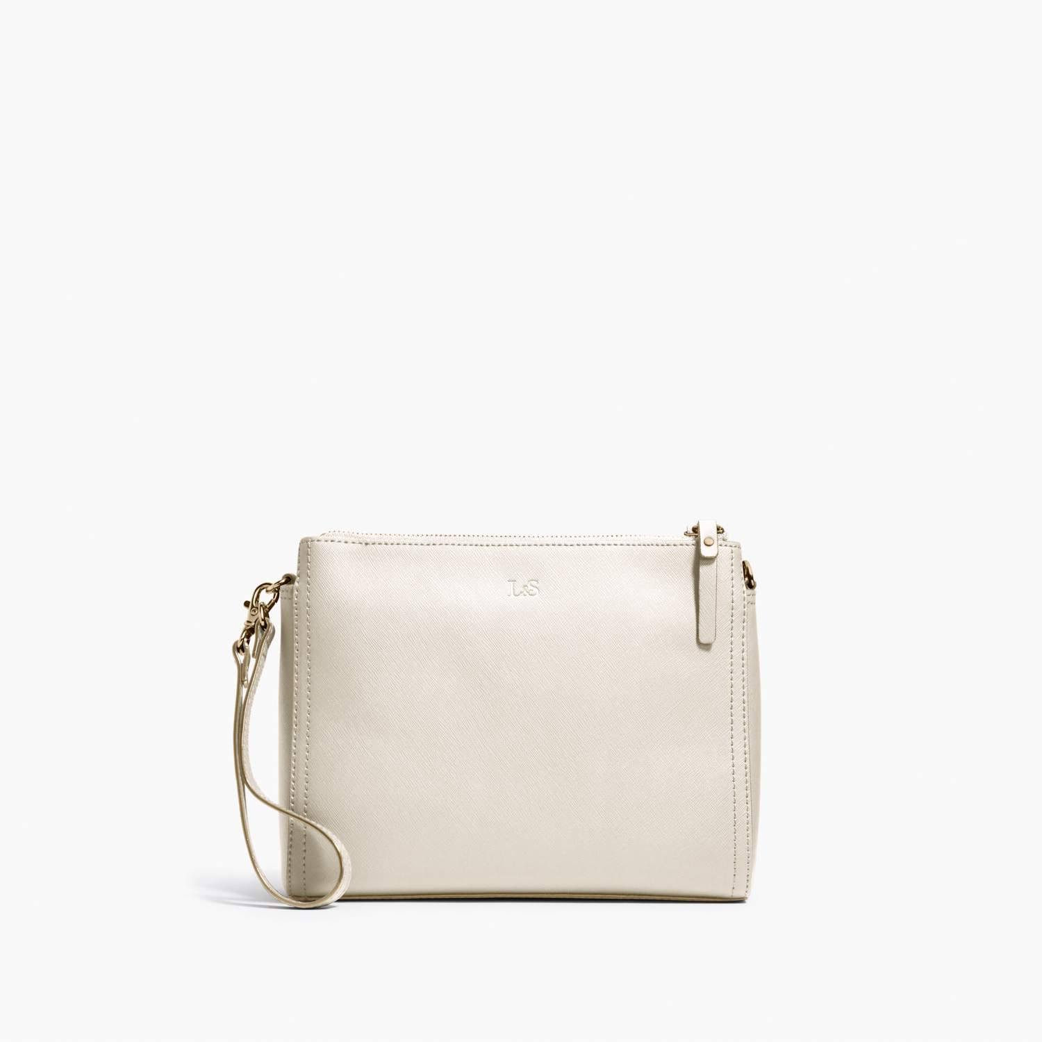 Lo u0026 Sons: The Pearl - Women&s Leather Crossbody Bag in Ivory Saffiano
