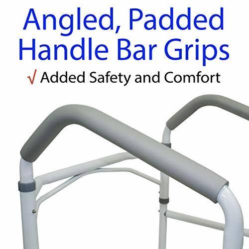 RMS Toilet Safety Frame u0026 Rail - Folding u0026 Portable Bathroom Safety Handrail Grab Bar - Adjustable Height (White)