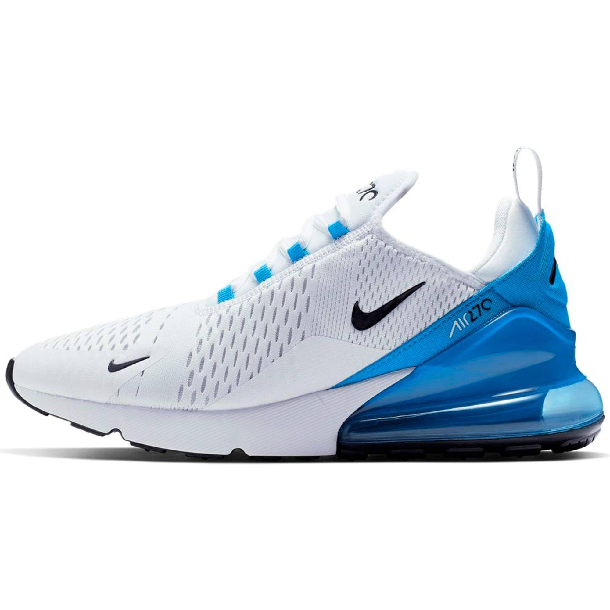 Nike Air Max 270 White/Black/Photo Blue Men&s Shoes, White/Blue, Size: 11
