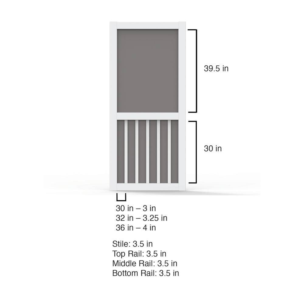 Screen Tight 30 in. x 80 in. Solid Vinyl White 5-Bar Screen Door