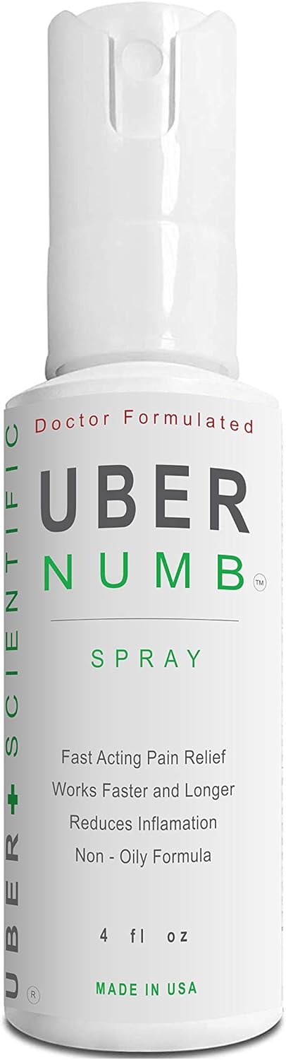 Uber Numb Numbing Spray 4 oz, 5% Lidocaine, Made in USA, Rapid Absorption