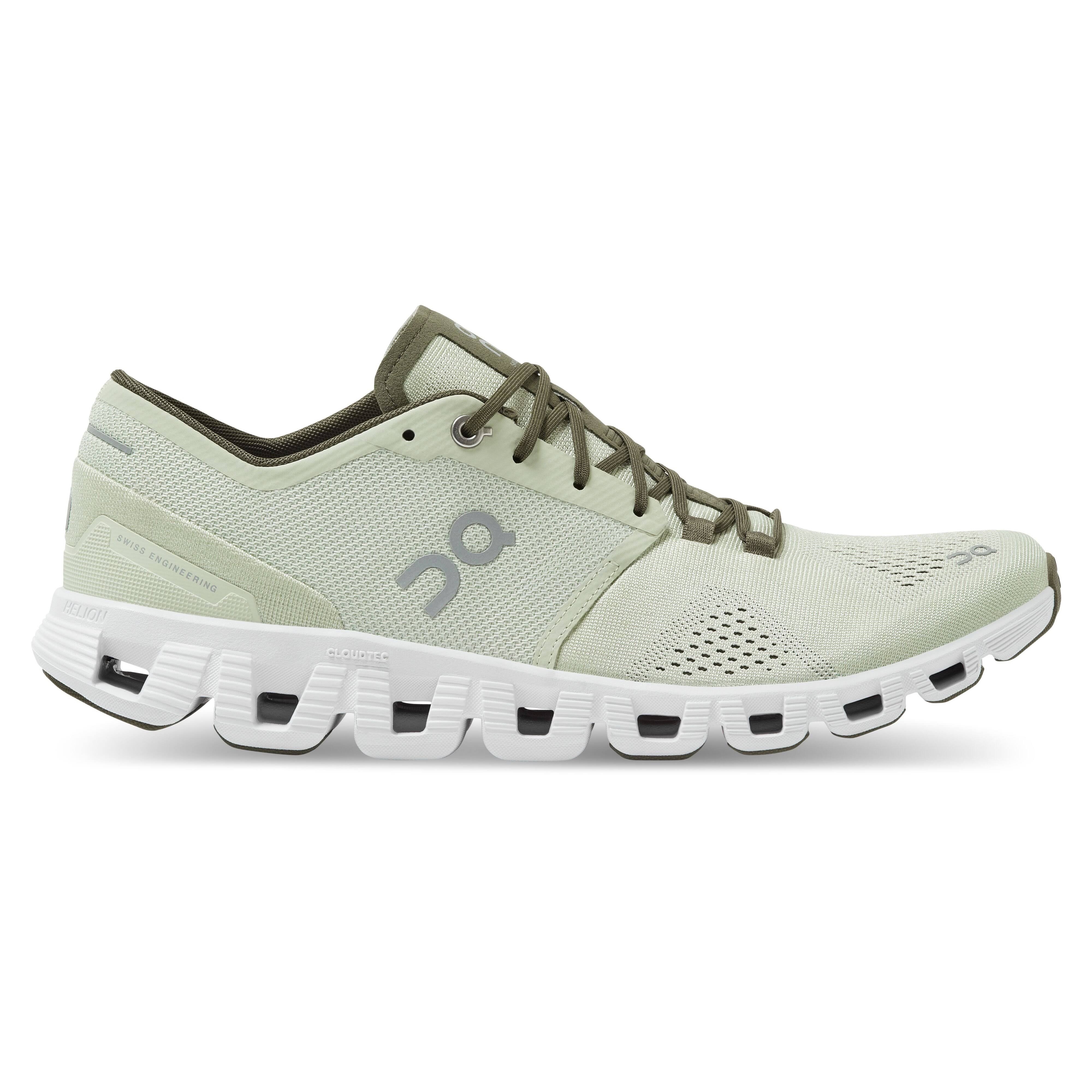 on Cloud x Running Shoe Men&s, Aloe/White, 12