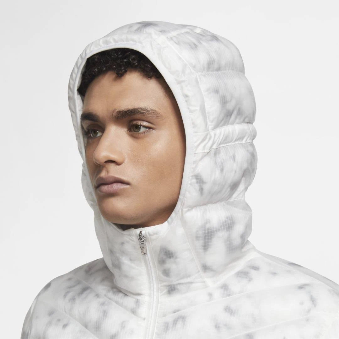 Nike White and Black Ecodown Marble Sportswear Jacket