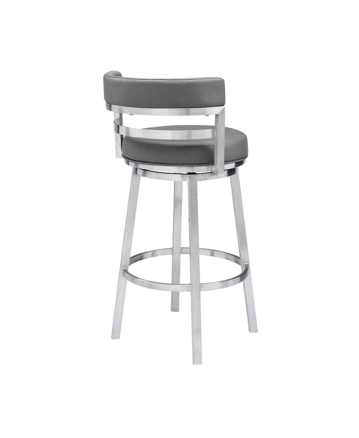 Armen Living LCMABABSWH26 26 in. Madrid Contemporary Counter Height Barstool Brushed Stainless Steel Finish u0026 White Faux Lea