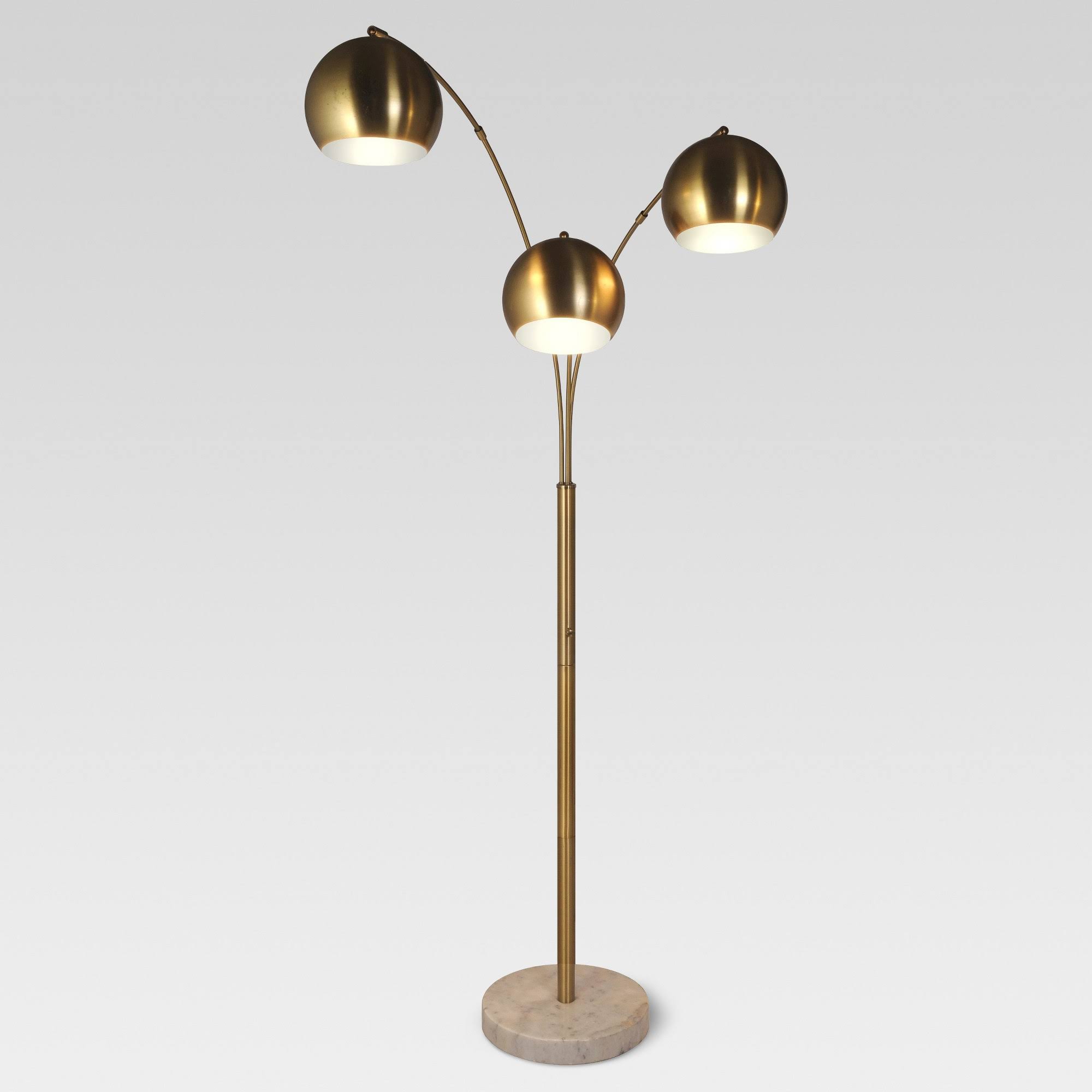 Span 3-Head Metal Floor Lamp Brass Includes Energy Efficient Light - Black