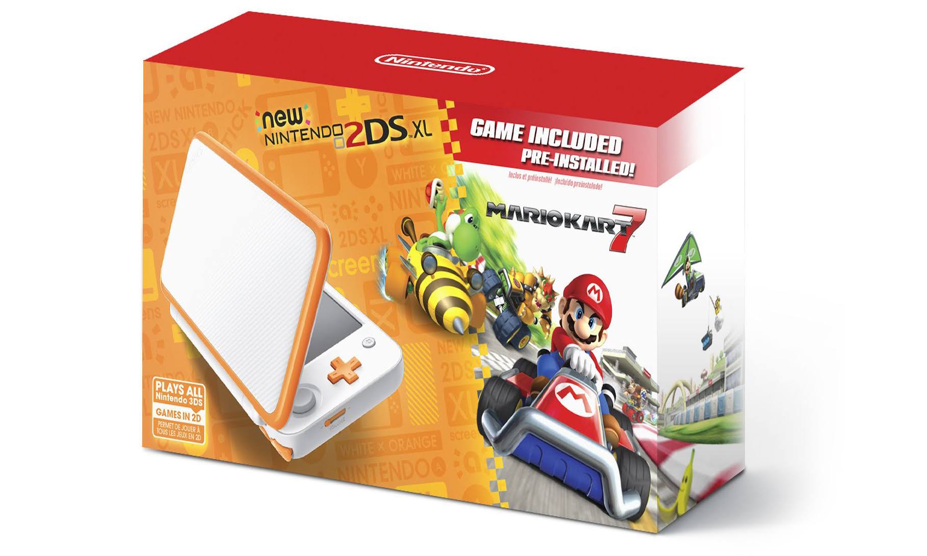 Nintendo 2DS XL with Mario Kart 7 - Orange/White