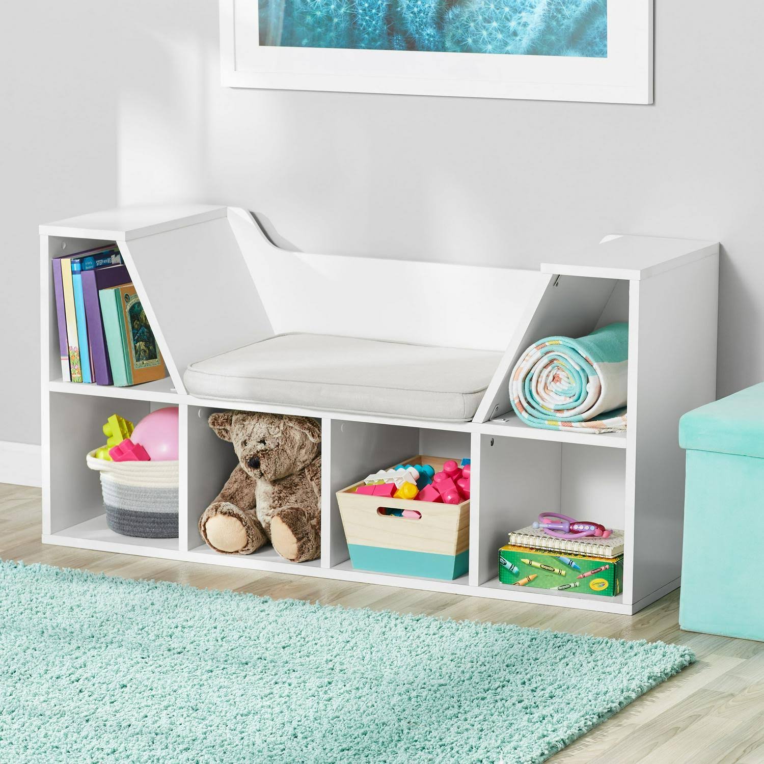 Your Zone Kids Reading NOOK and Storage Book Case White