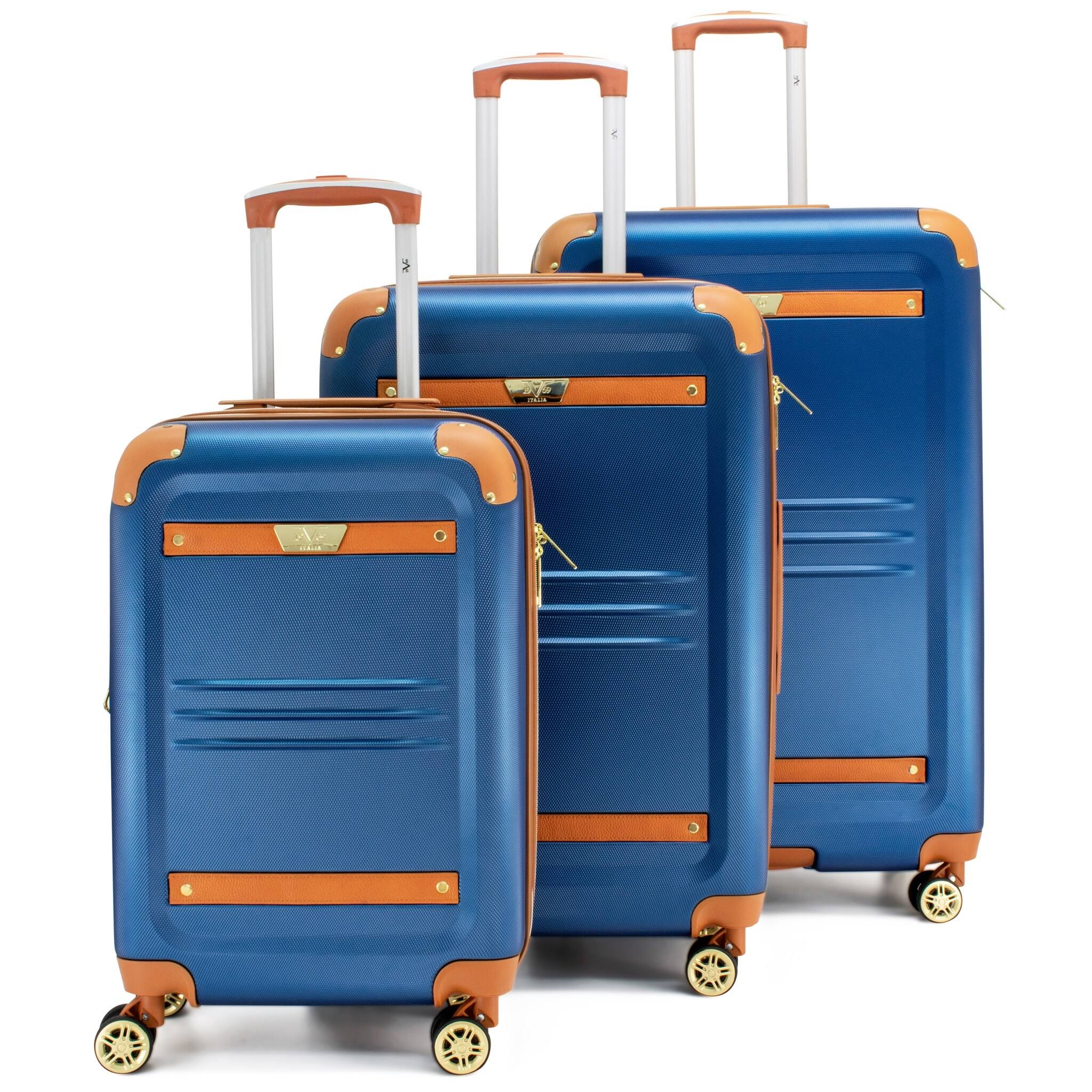 19V69 italia Vintage 3-Piece Expandable Spinner Luggage Set, Blue