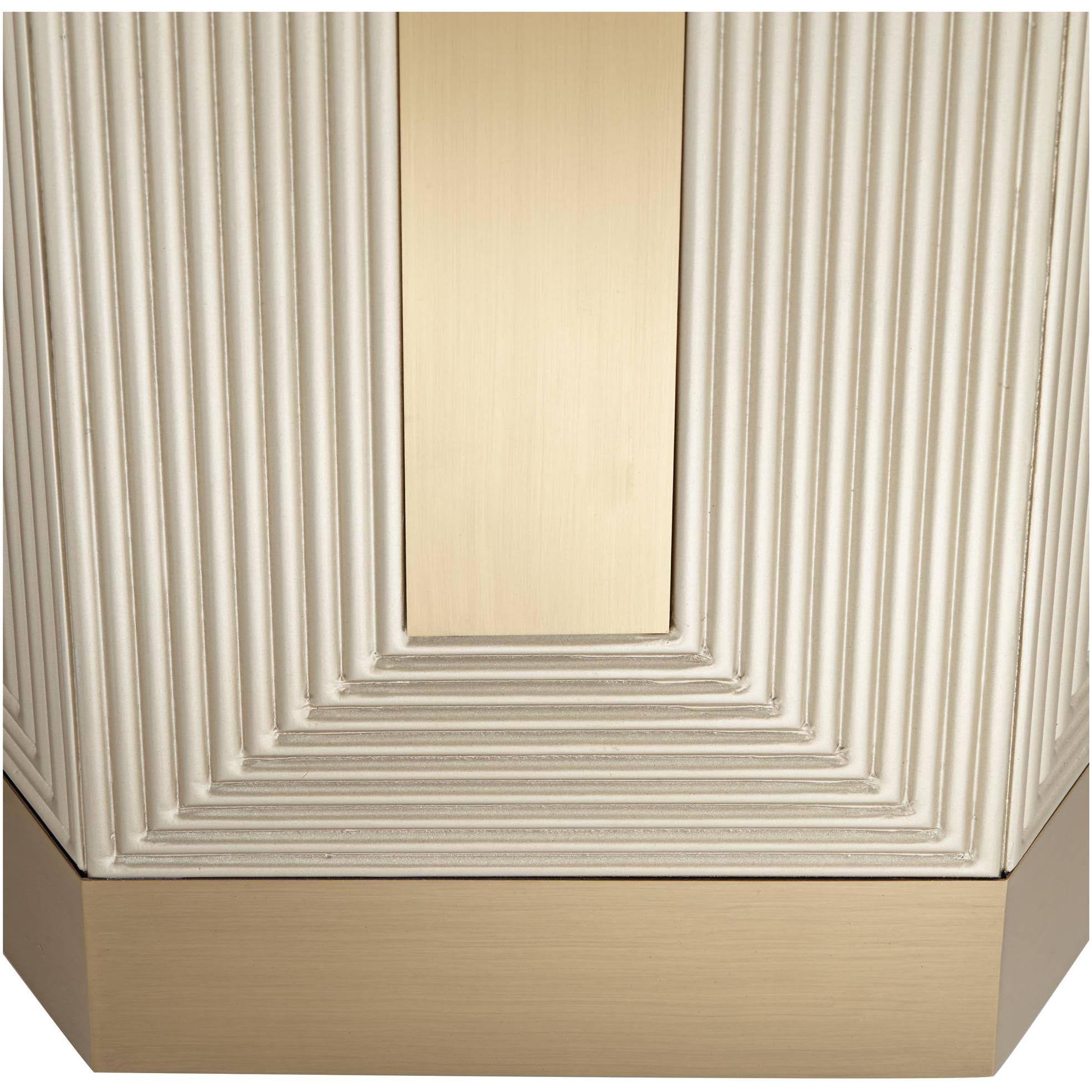 55 Downing Street Danika 24x22 Wide Mid-Century Champagne Silver Round Side Table - Style #89J27