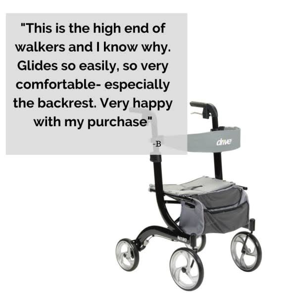 Drive Medical RTL10266BK-H Nitro Euro Style Walker Rollator, Petite, Black