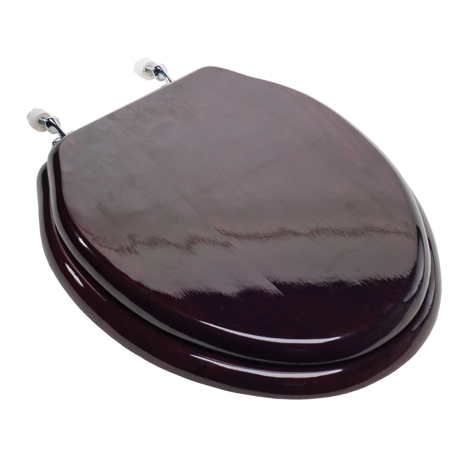 Comfort SEATS C2B1E16CH Designer Wood Seat with Piano Finish, Mahogany Finish, Chrome Hinge, Elongated Closed Front with Cover