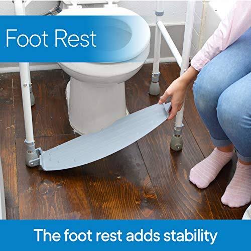 RMS Toilet Safety Frame u0026 Rail - Folding u0026 Portable Bathroom Safety Handrail Grab Bar - Adjustable Height (White)