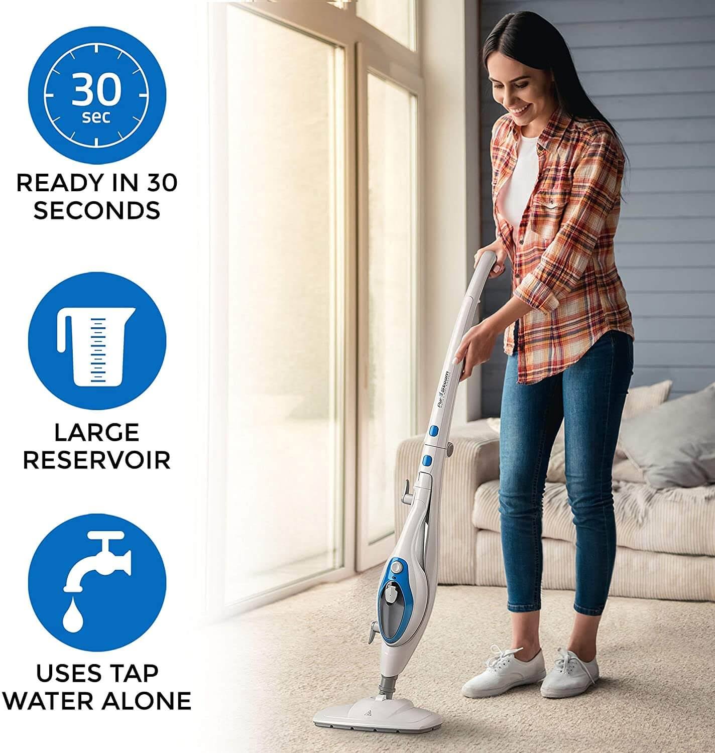Steam Mop Cleaner 10-in-1 with Convenient Detachable Handheld Unit
