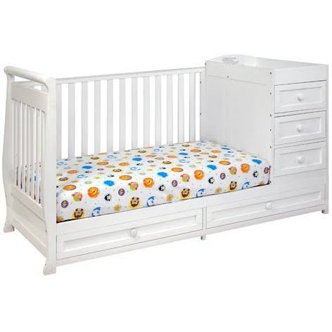 AFG Daphne 2-in-1 Convertible Crib and Changer, White