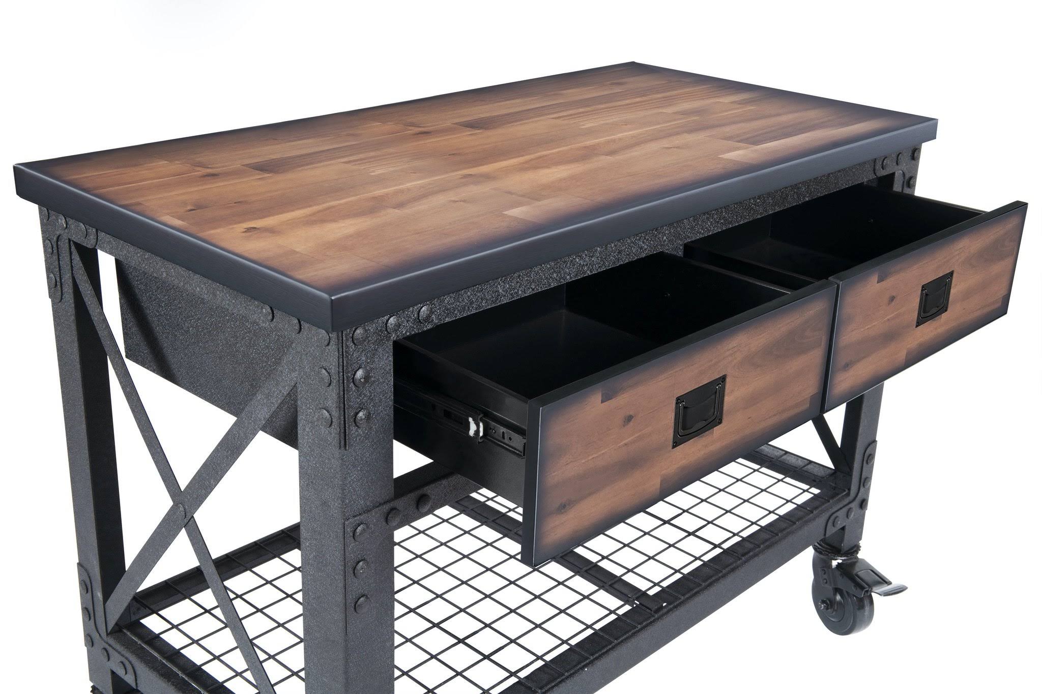 Duramax 48 in x 24 in. 2 Drawer Rolling Industrial Workbench with Wood Top