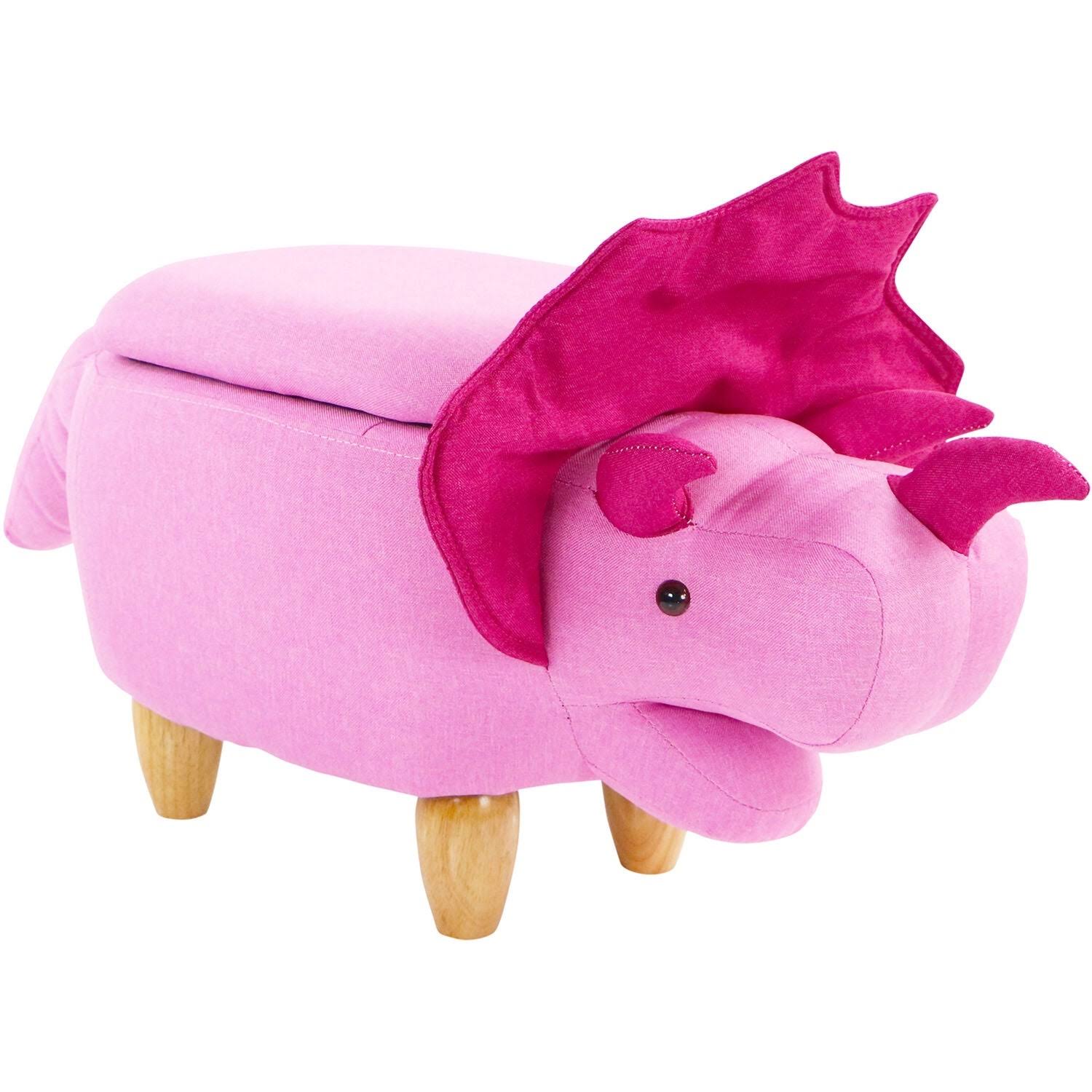Critter Sitters 15 in. Pink Triceratops Storage Ottoman, CSDNOSTOTT-PNK
