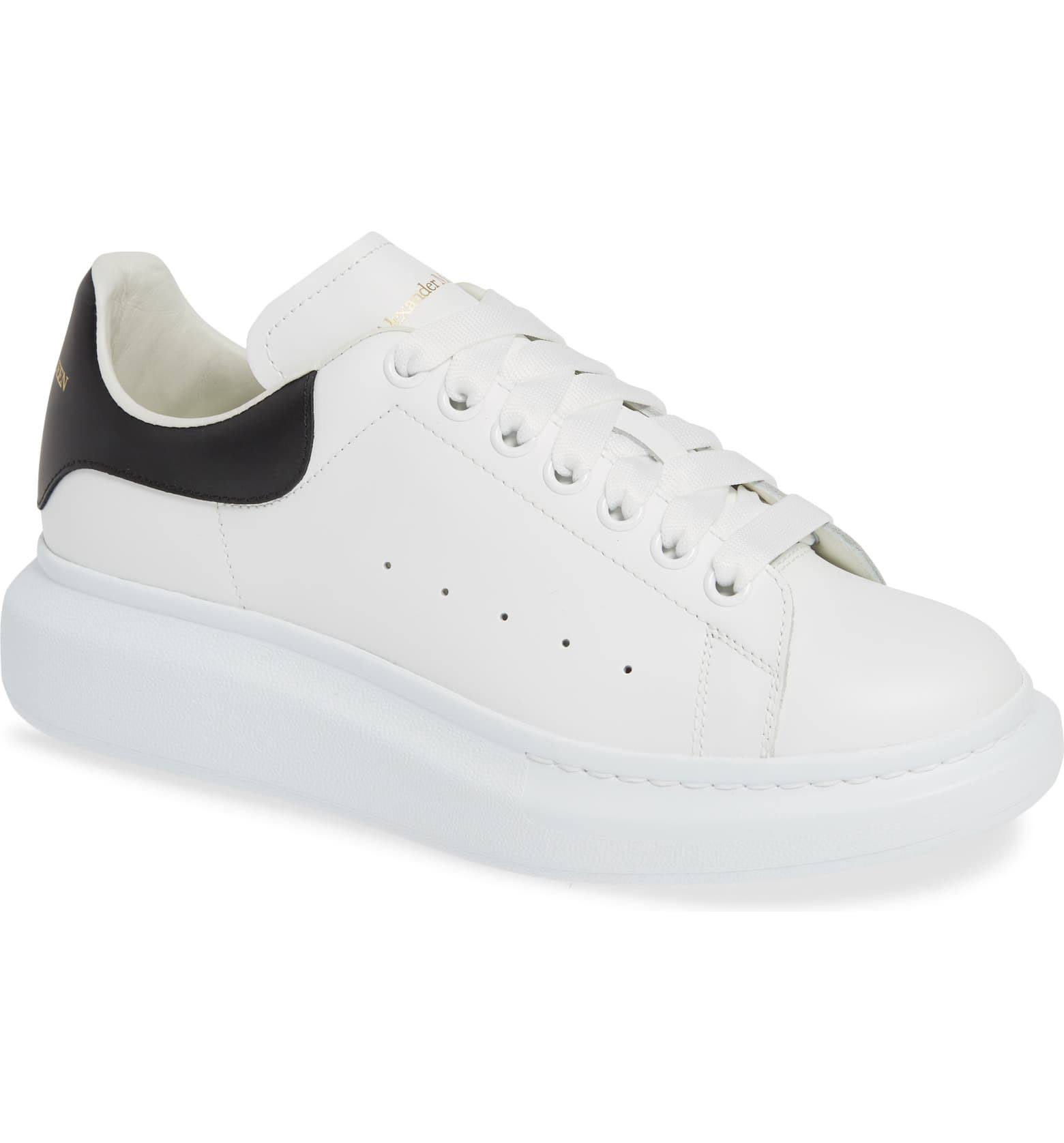 Alexander McQueen Men's Oversized Leather Heel Detail Sneakers - Multi - Size 39.5 EU / 6.5 US - White/Black