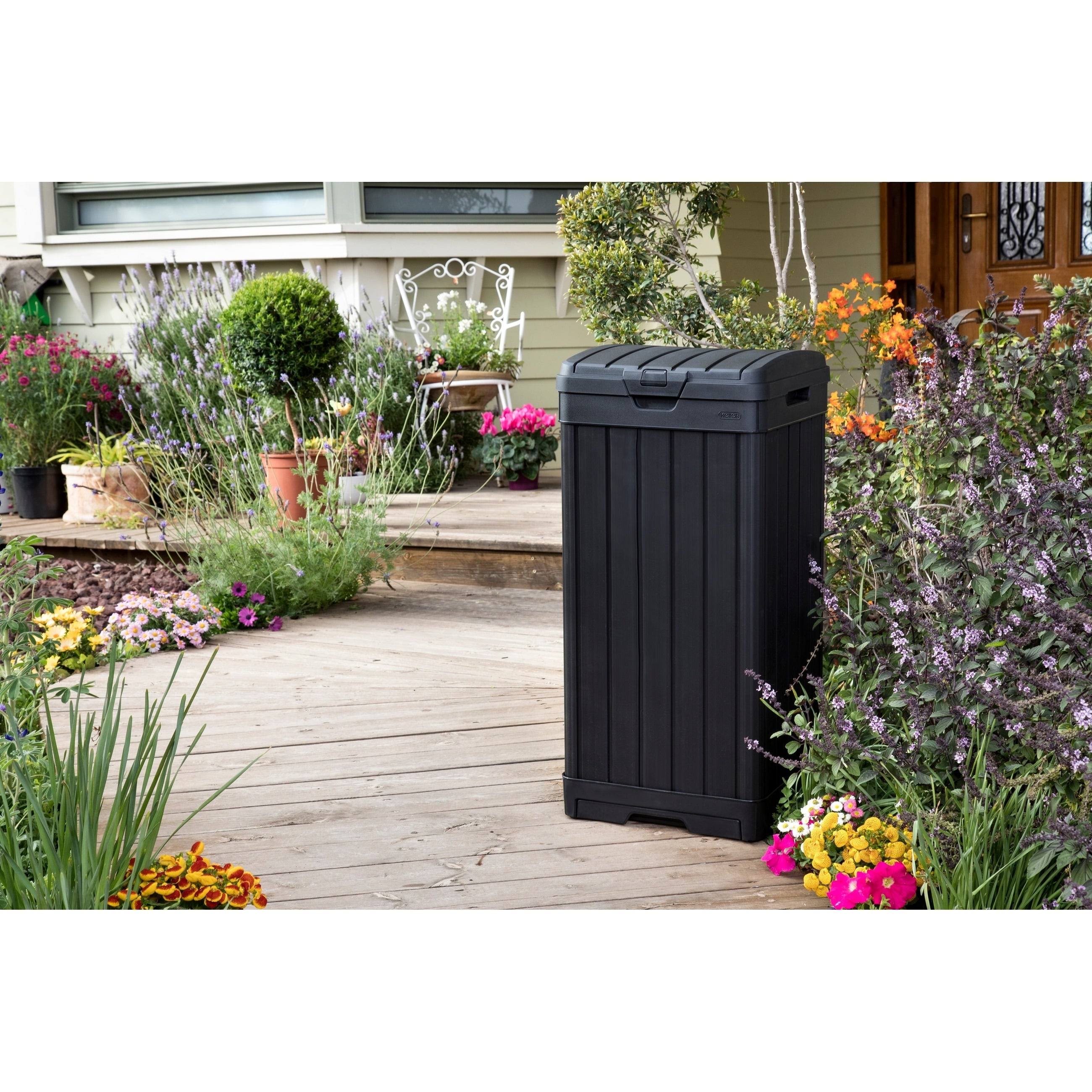 Keter 240770 Baltimore Outdoor Trash Can, Black