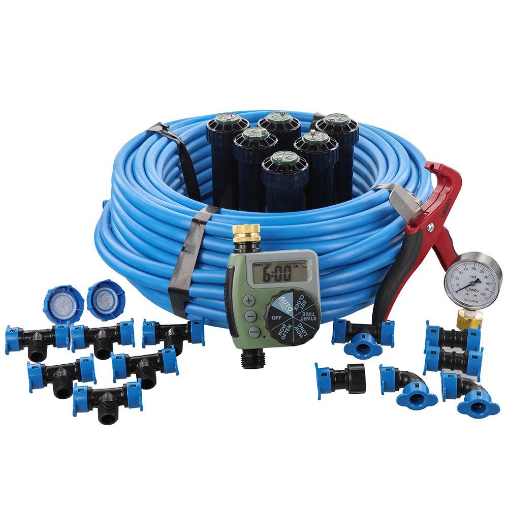 Orbit 50020 In-Ground Blu-Lock Tubing System and Digital Hose Faucet Timer 1-Zone Sprinkler Kit