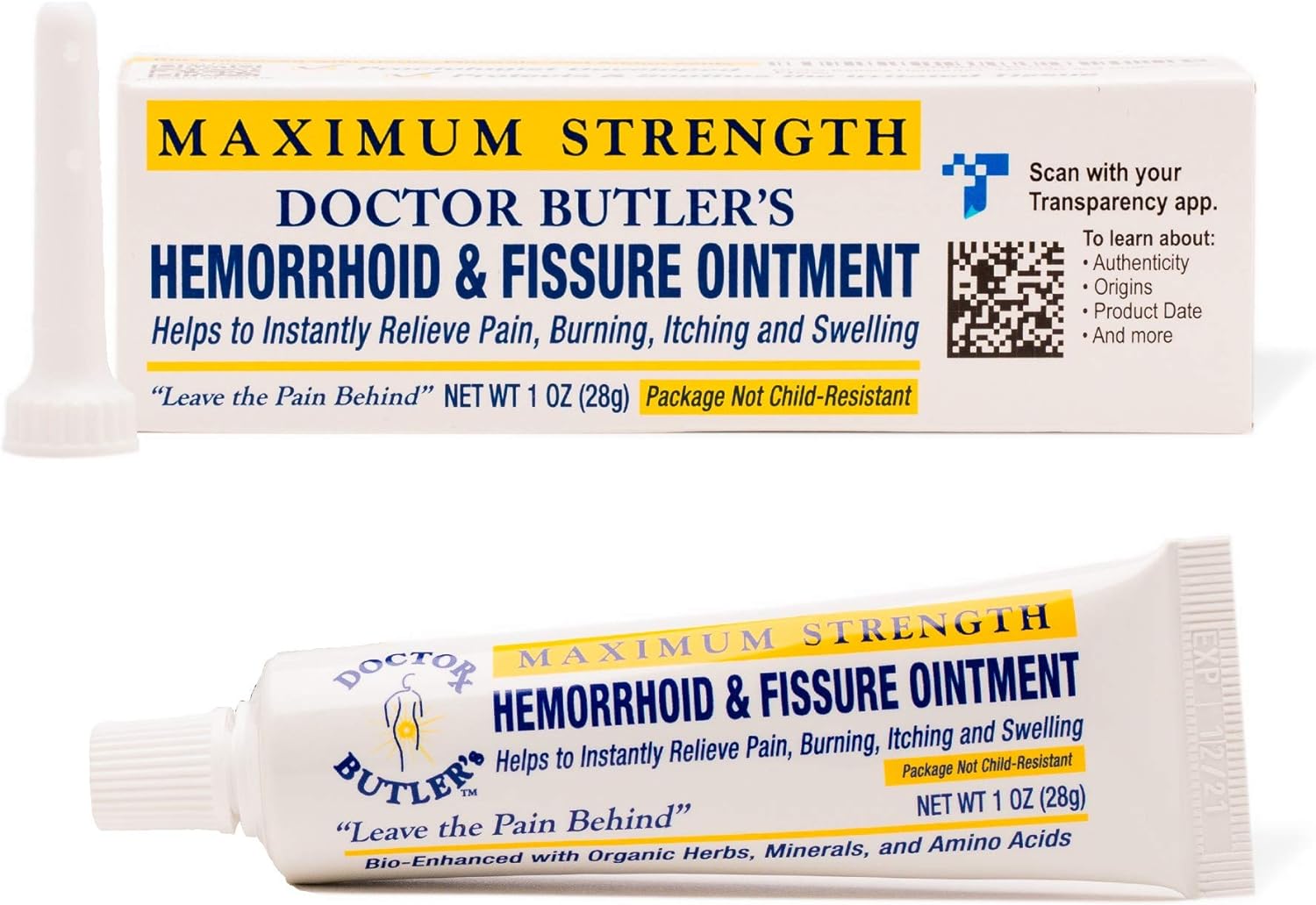 Doctor Butler's Hemorrhoid & Fissure Ointment - Hemorrhoid Treatment with Lidocaine, Aloe Vera, Amino Acids, Essential Oils, Fast Acting Hemorrhoid Cream for Itching, Swelling and Maximum Pain Relief